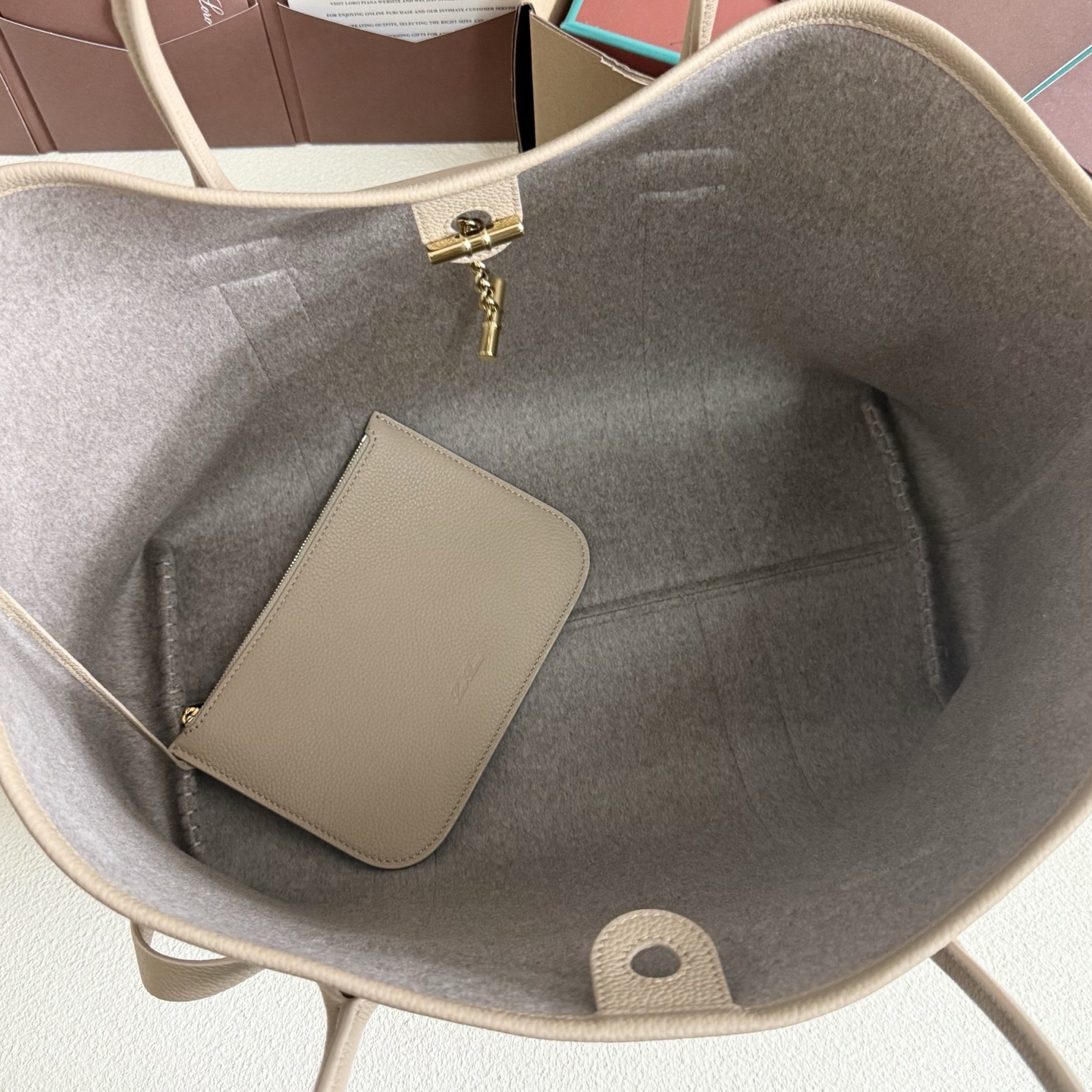 Loro Piana Ghiera Shopper Large Bag Light Travertine