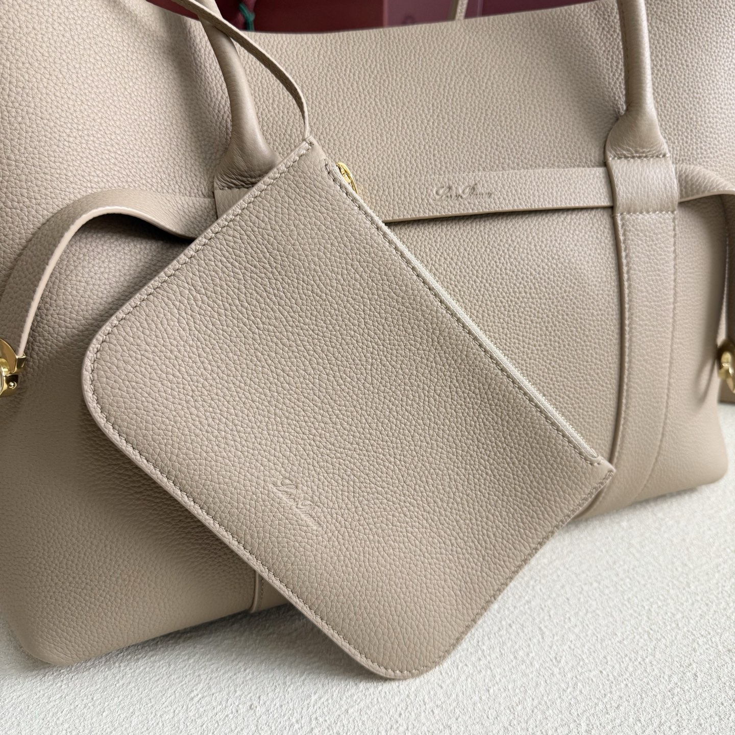 Loro Piana Ghiera Shopper Large Bag Light Travertine