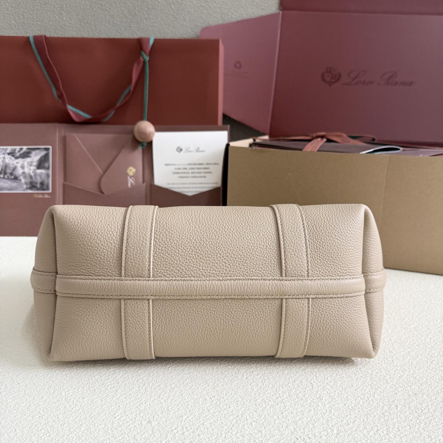 Loro Piana Ghiera Shopper Small Bag  Light Travertine