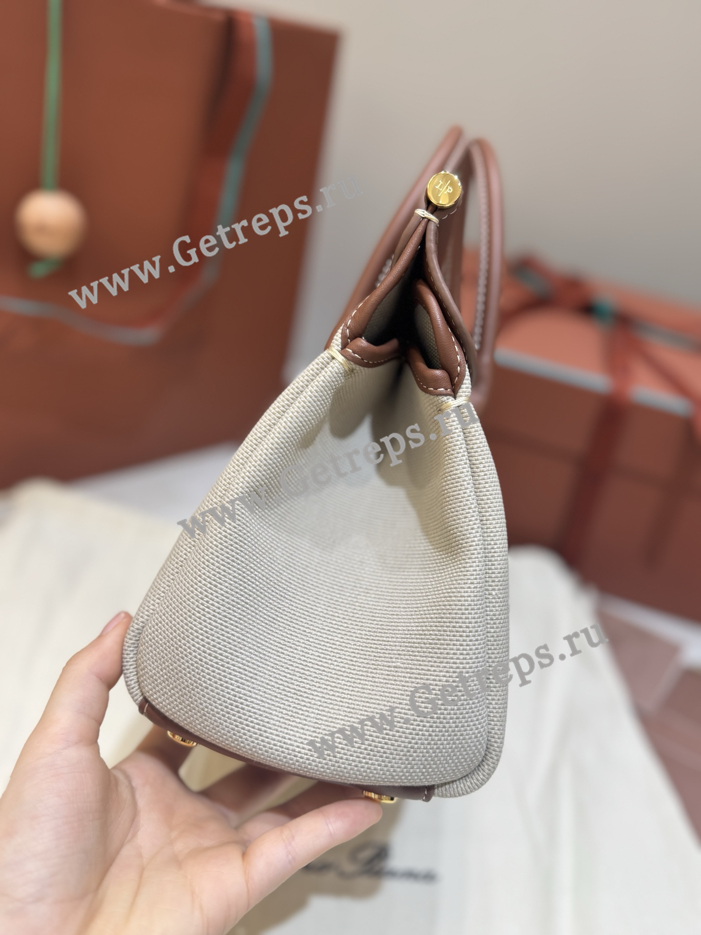 Loro Piana Loom Bag L25 Cotton Calfskin-14