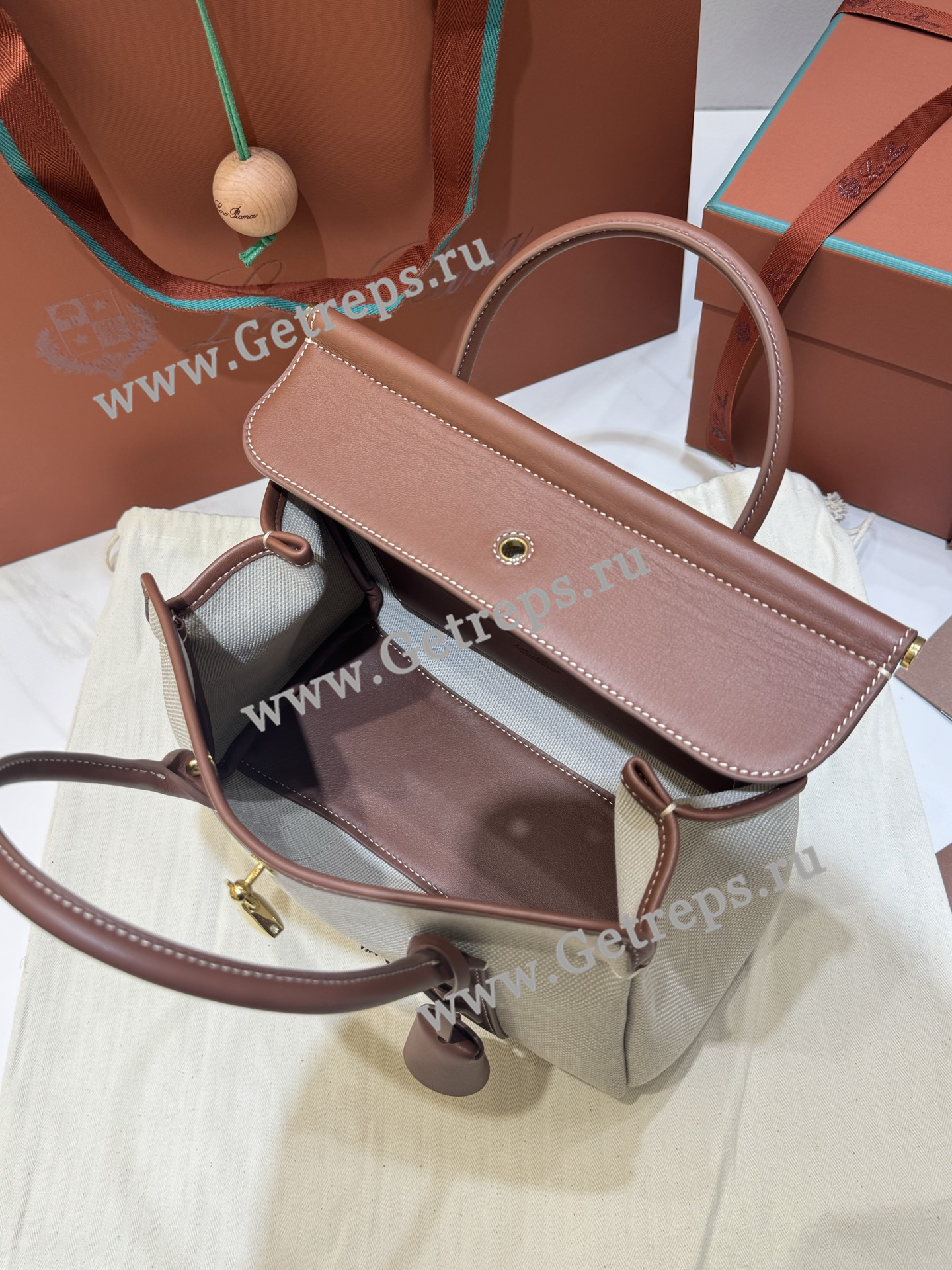 Loro Piana Loom Bag L25 Cotton Calfskin-14