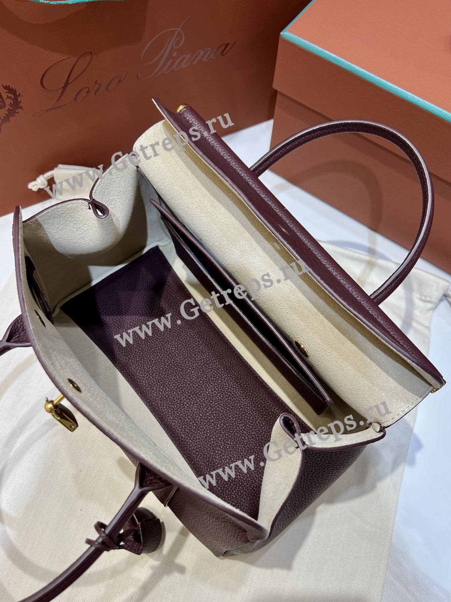 Loro Piana Loom Bag L25 Grained Calfskin-10