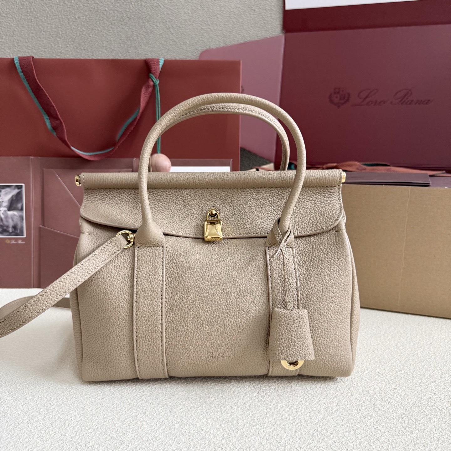 Loro Piana Loom Bag L25 Light Travertine