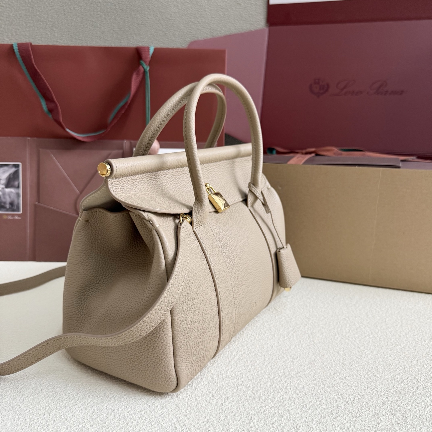 Loro Piana Loom Bag L25 Light Travertine