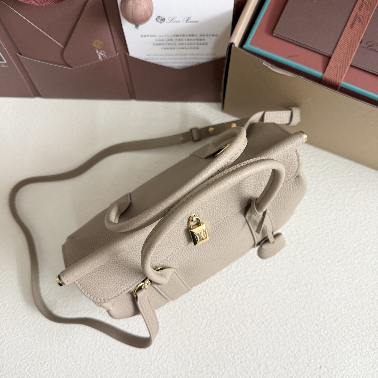 Loro Piana Loom Bag L25 Light Travertine