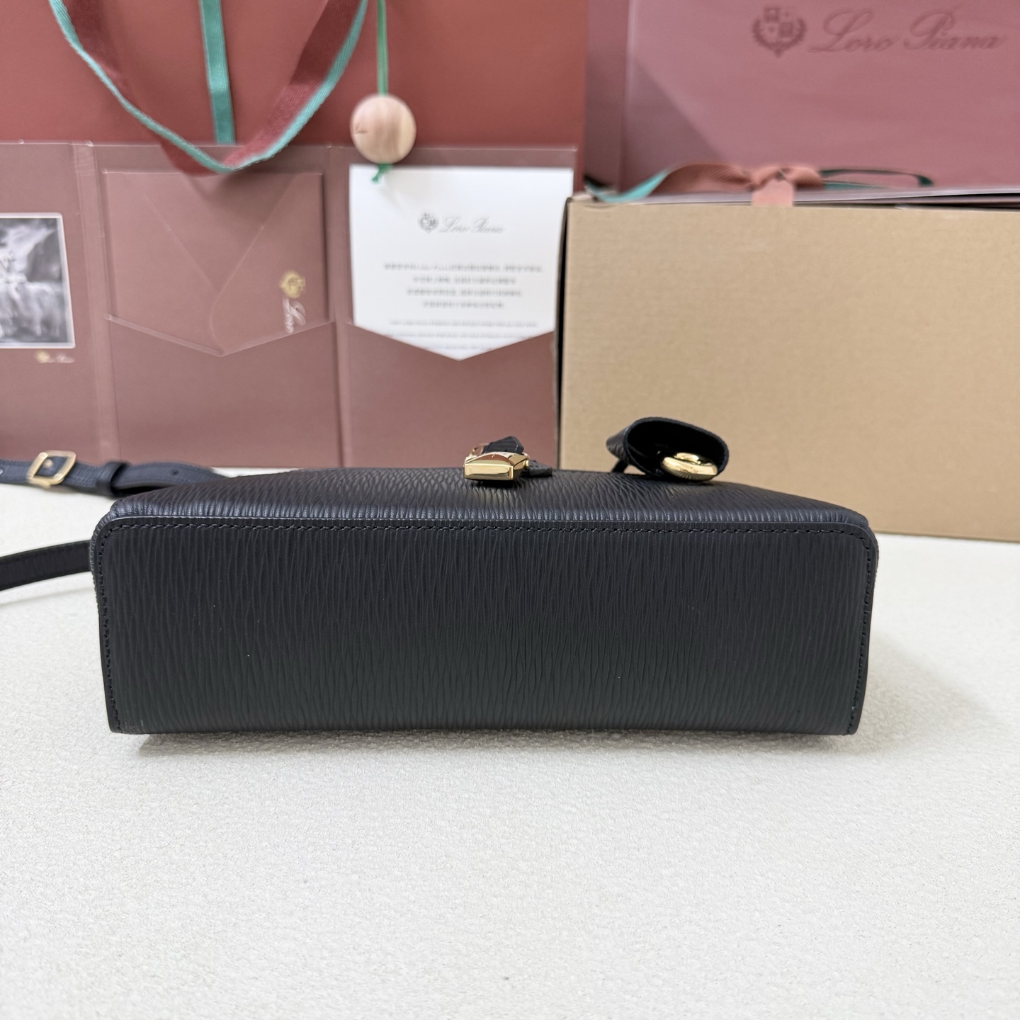 Loro piana Extra Bag L23 Ostrich Black Water Ripples