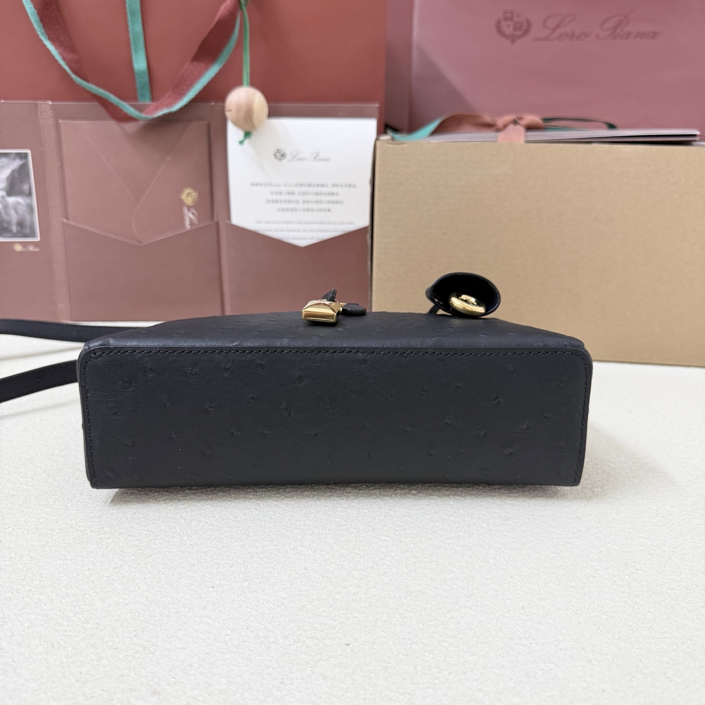 Loro piana Extra Bag L23 Ostrich Black