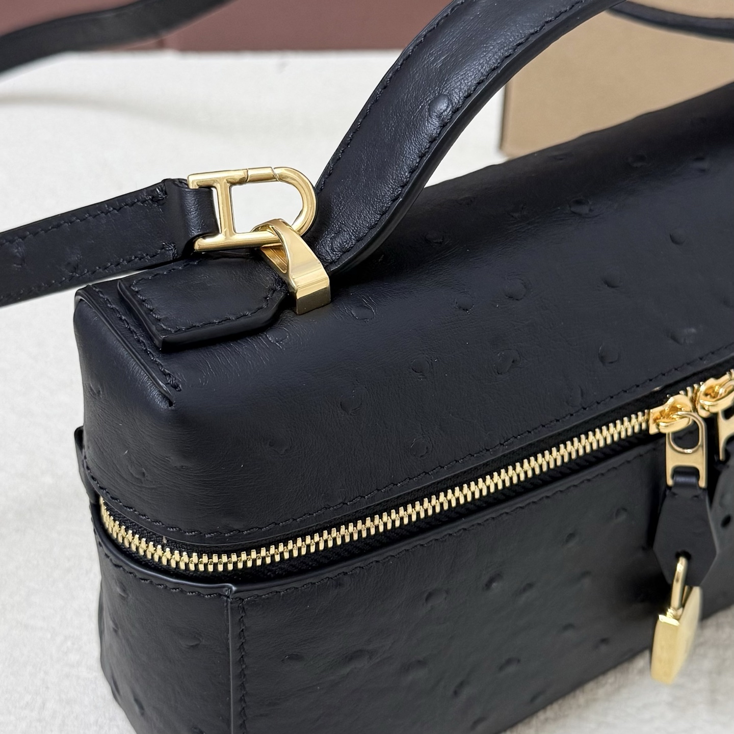 Loro piana Extra Bag L23 Ostrich Black