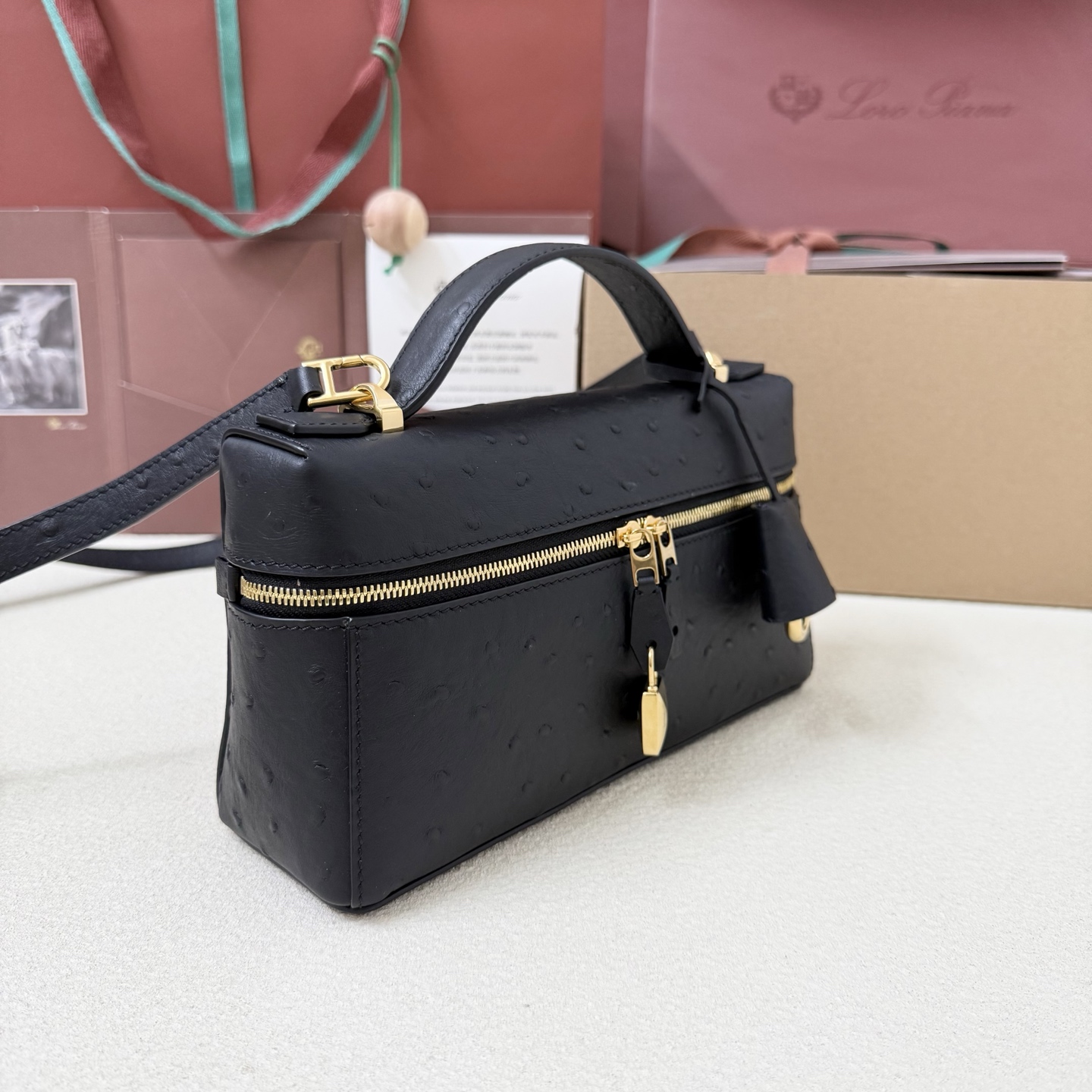 Loro piana Extra Bag L23 Ostrich Black