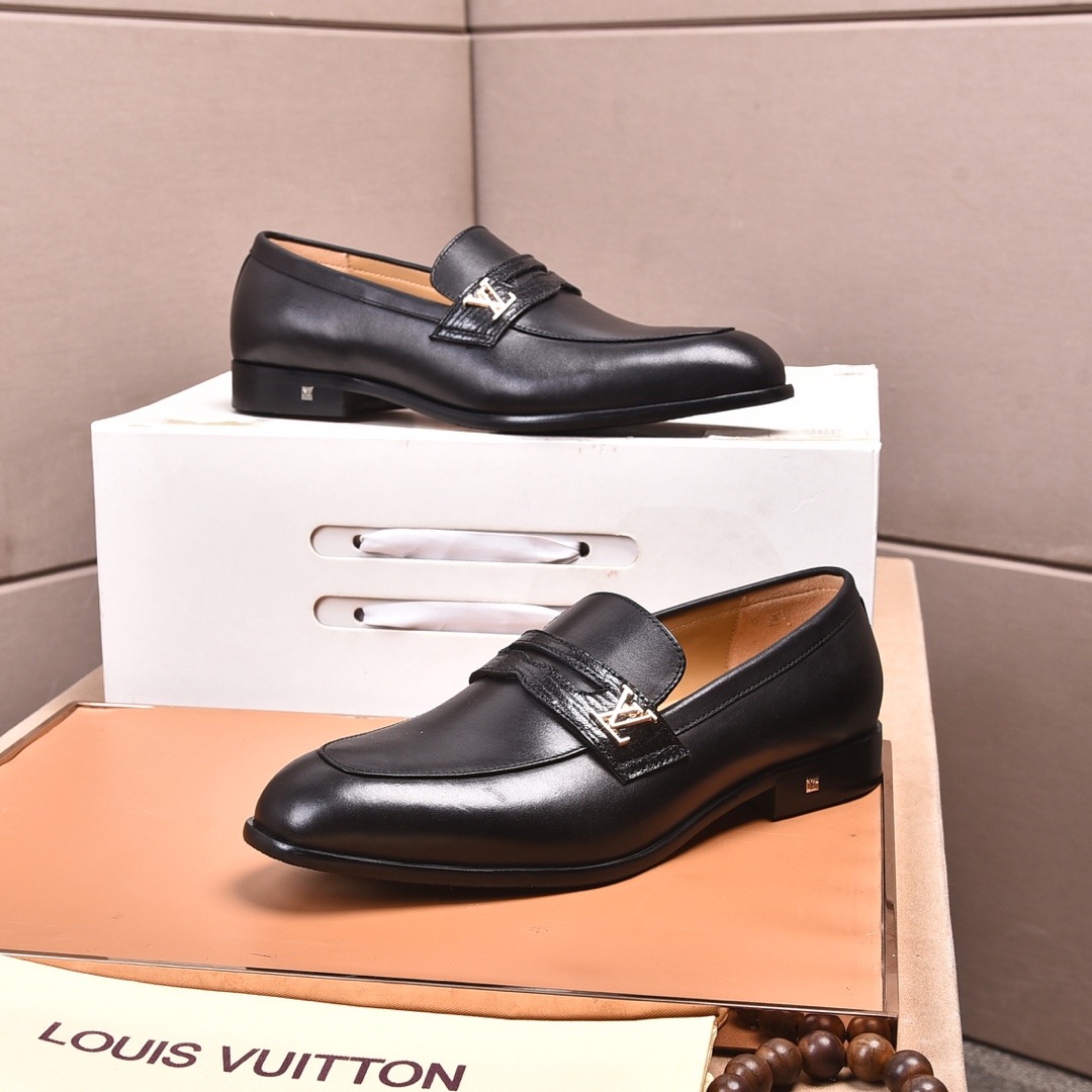 Louis Vuitton 2077 Men Business Leather Shoes Black 38-44