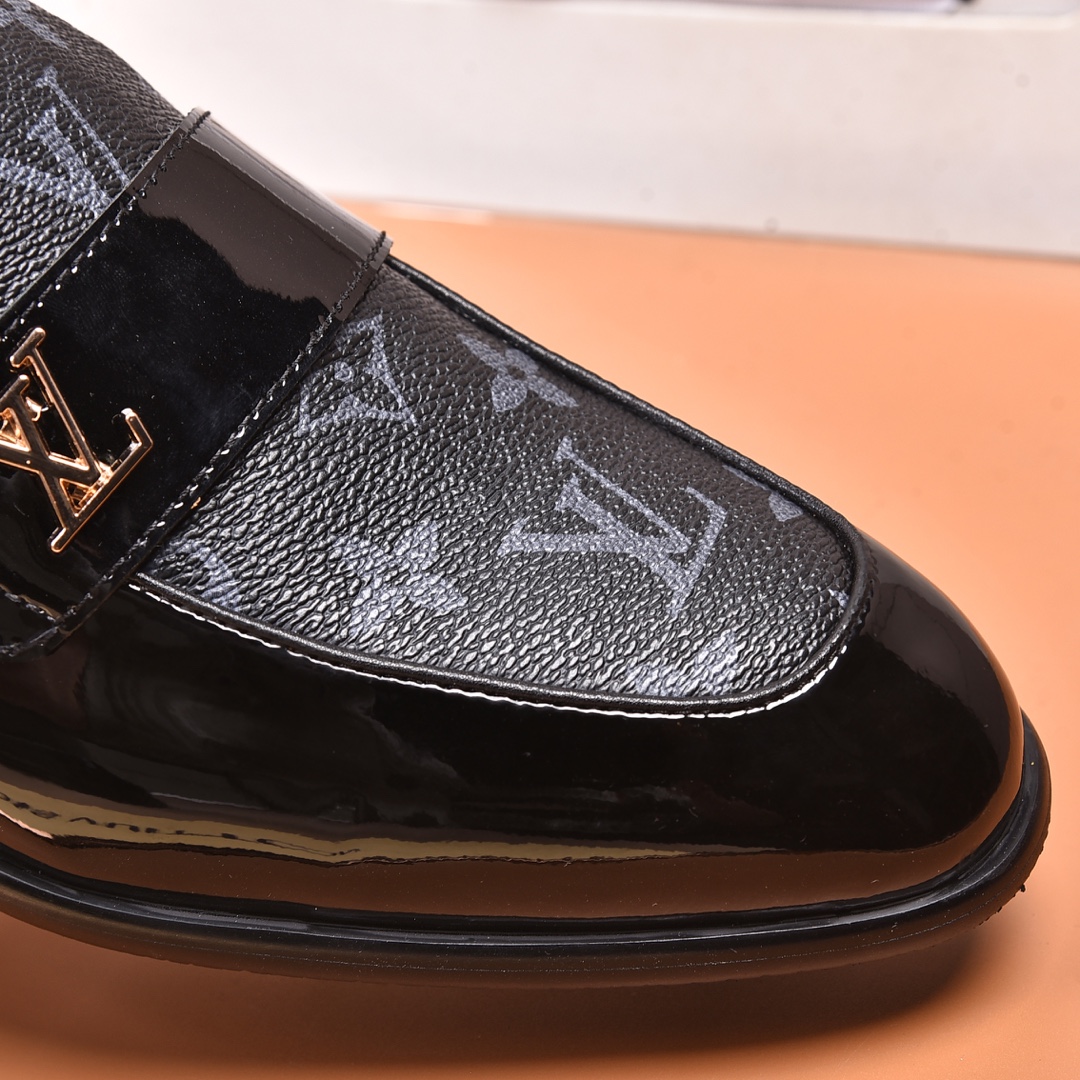 Louis Vuitton 2077 Men Business Leather Shoes Black-6 38-44