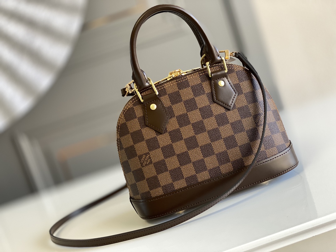 Louis Vuitton Alma BB Handbag Damier Ebene Coated Canvas N41221