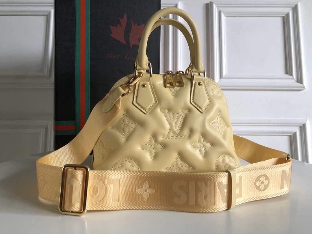 Louis Vuitton Alma BB Handbag Quilted and Embroidered Smooth Calf Leather Yellow M59821