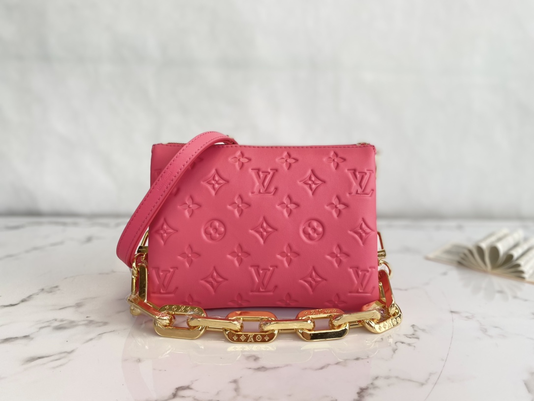 Louis Vuitton COUSSIN BB Handbag Grained Calfskin Leather Pink M20750