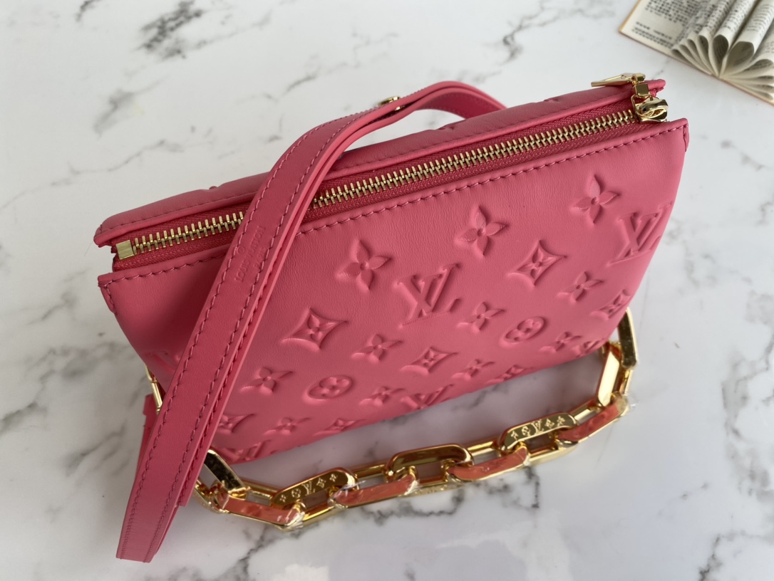 Louis Vuitton COUSSIN BB Handbag Grained Calfskin Leather Pink M20750