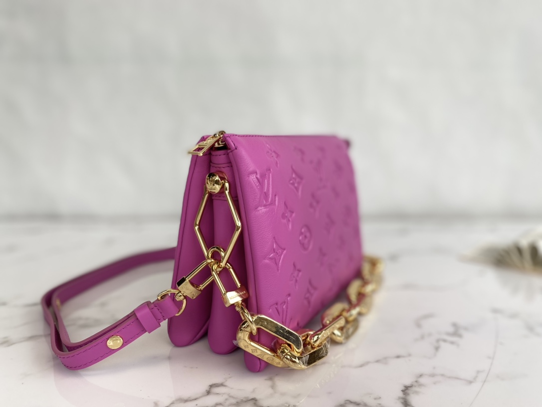 Louis Vuitton COUSSIN BB Handbag Monogram-embossed puffy lambskin Orchidee Purple M59396