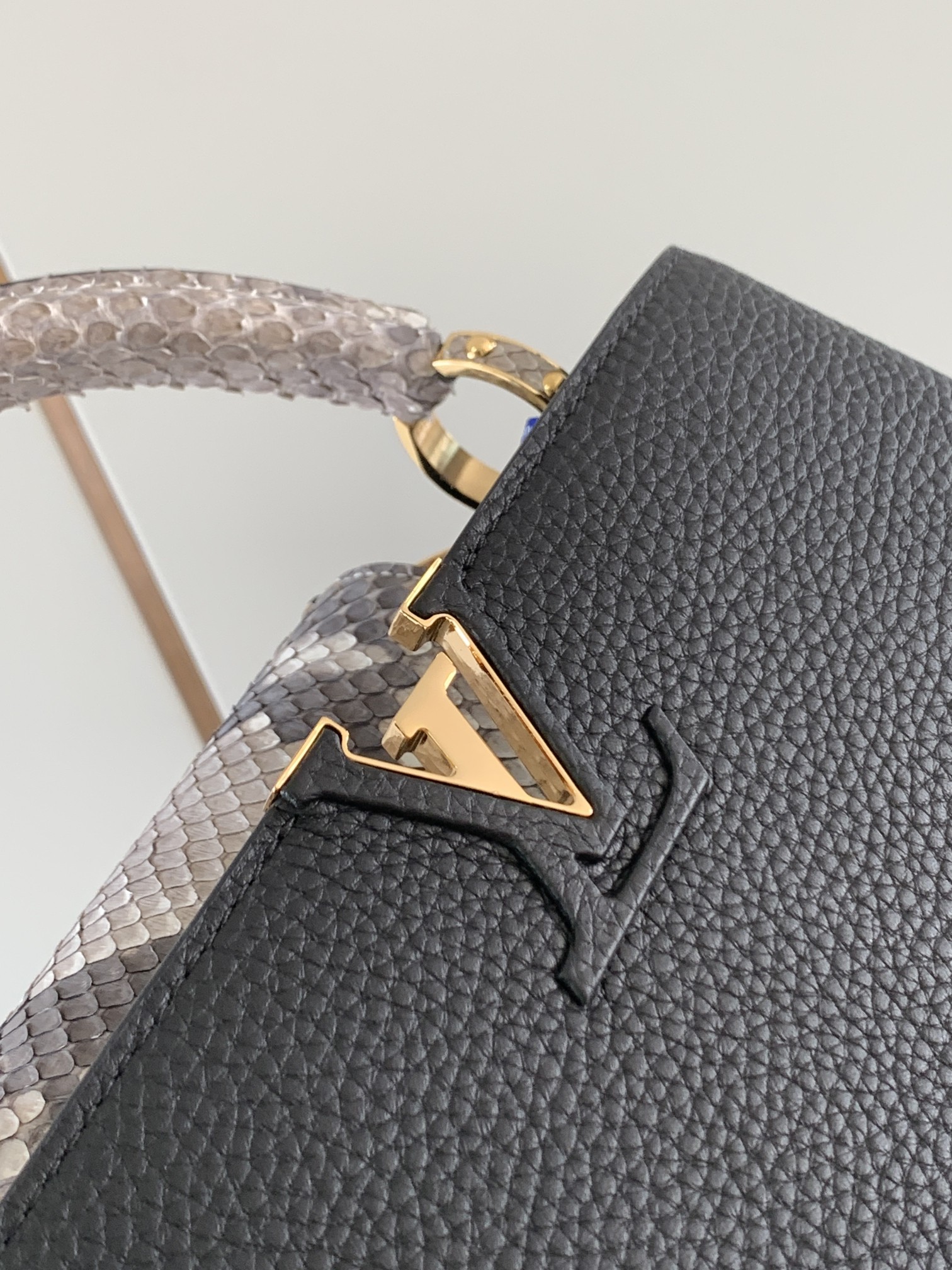 Louis Vuitton Capucines BB Handbag Taurillon Leather with Python Skin on the Handle Black M99387