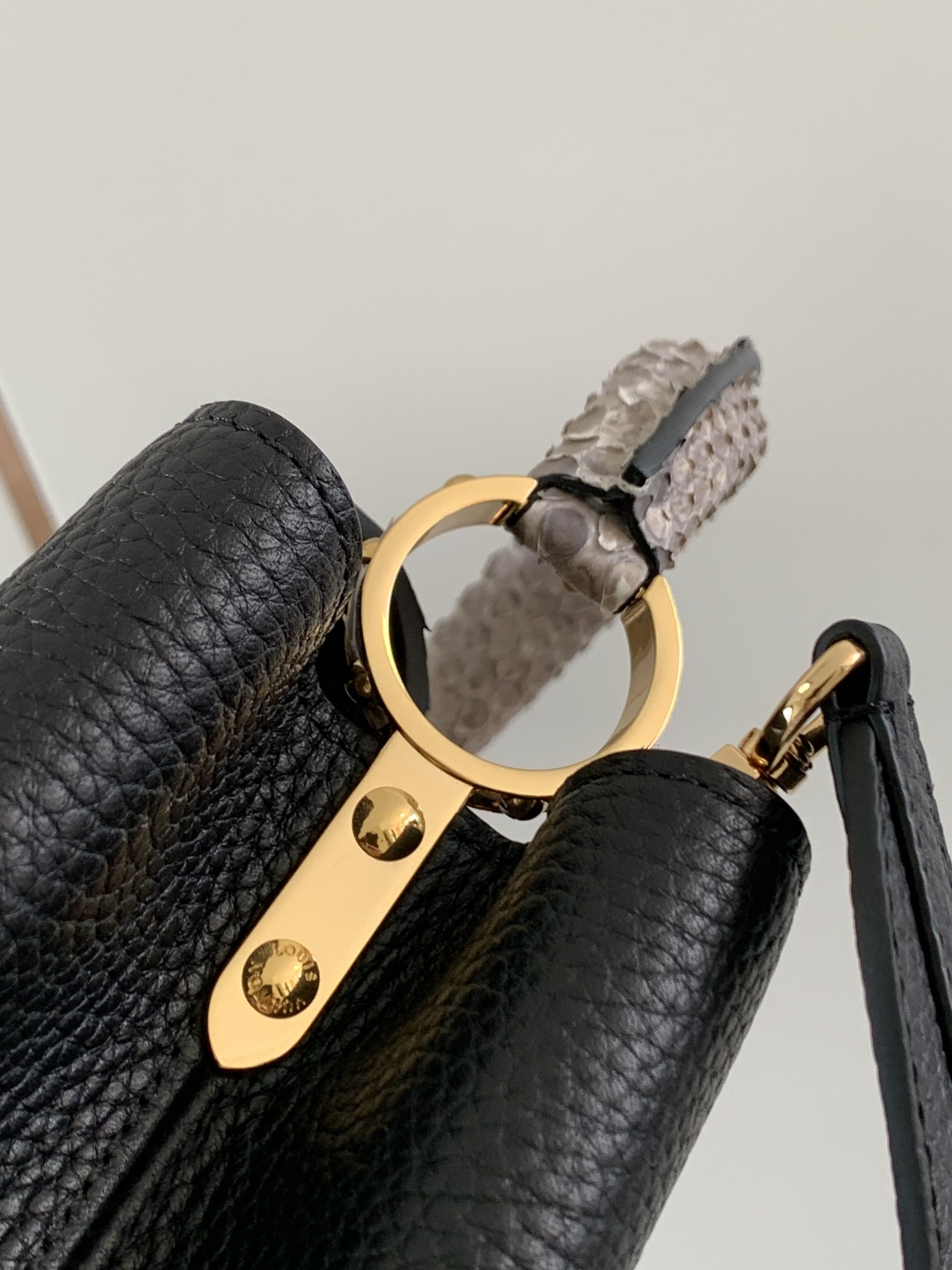 Louis Vuitton Capucines BB Handbag Taurillon Leather with Python Skin on the Handle Black M99387