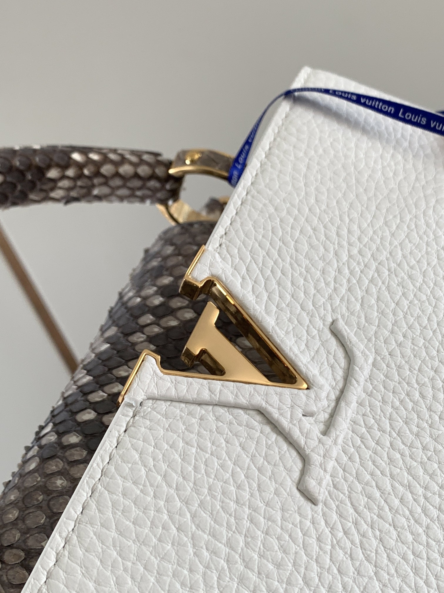 Louis Vuitton Capucines BB Handbag Taurillon Leather with Python Skin on the Handle White M99387