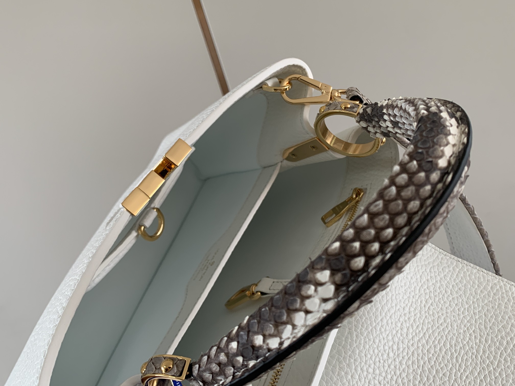 Louis Vuitton Capucines BB Handbag Taurillon Leather with Python Skin on the Handle White M99387