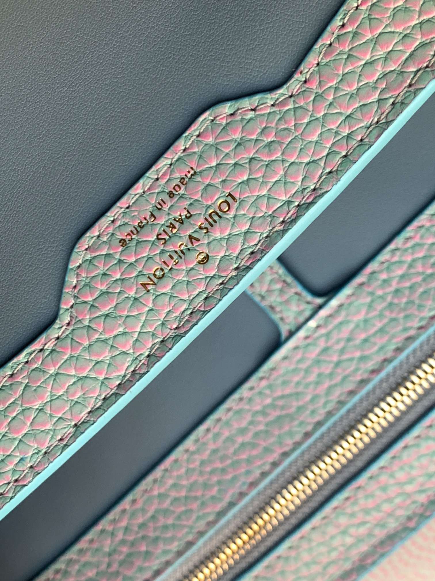 Louis Vuitton Capucines BB Taurillon Leather Seashell LV Initials and Exquisitely Braided Leather Chain Pearl Blue M20841