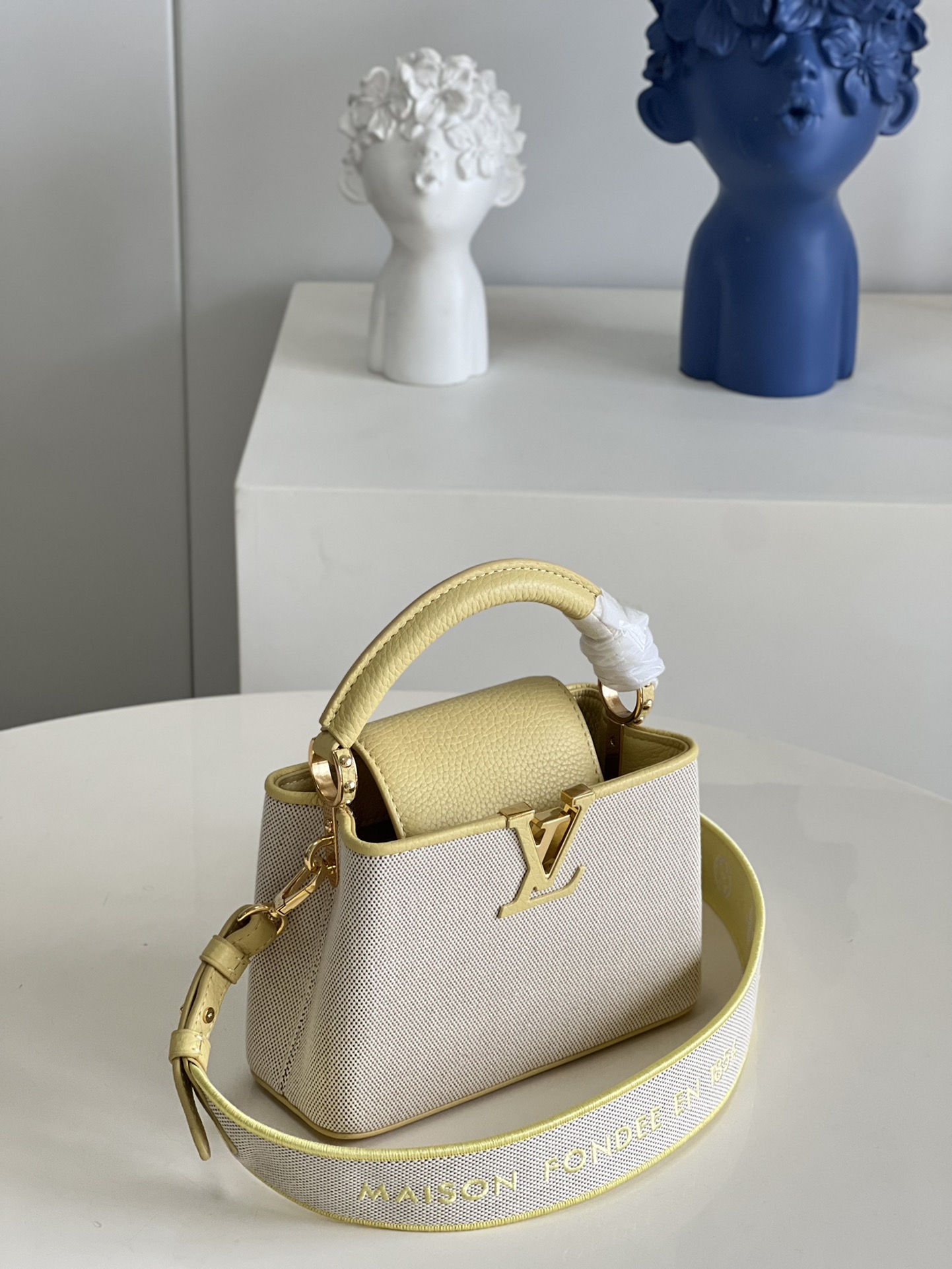 Louis Vuitton Capucines Mini Handbag Canvas Embroidery Yellow M59597