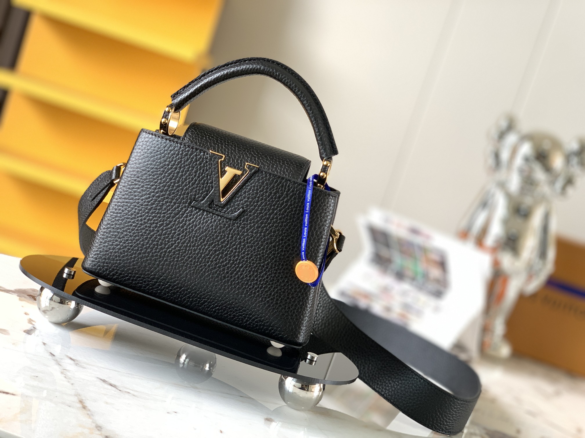 Louis Vuitton Capucines Mini Handbag Taurillon Leather Black