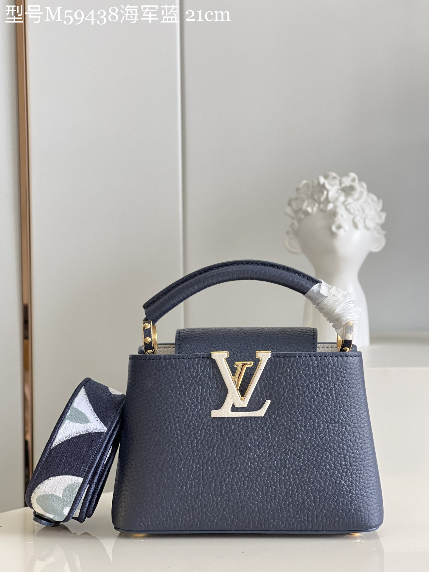 Louis Vuitton Capucines Mini Handbag Taurillon Leather Blue M59438