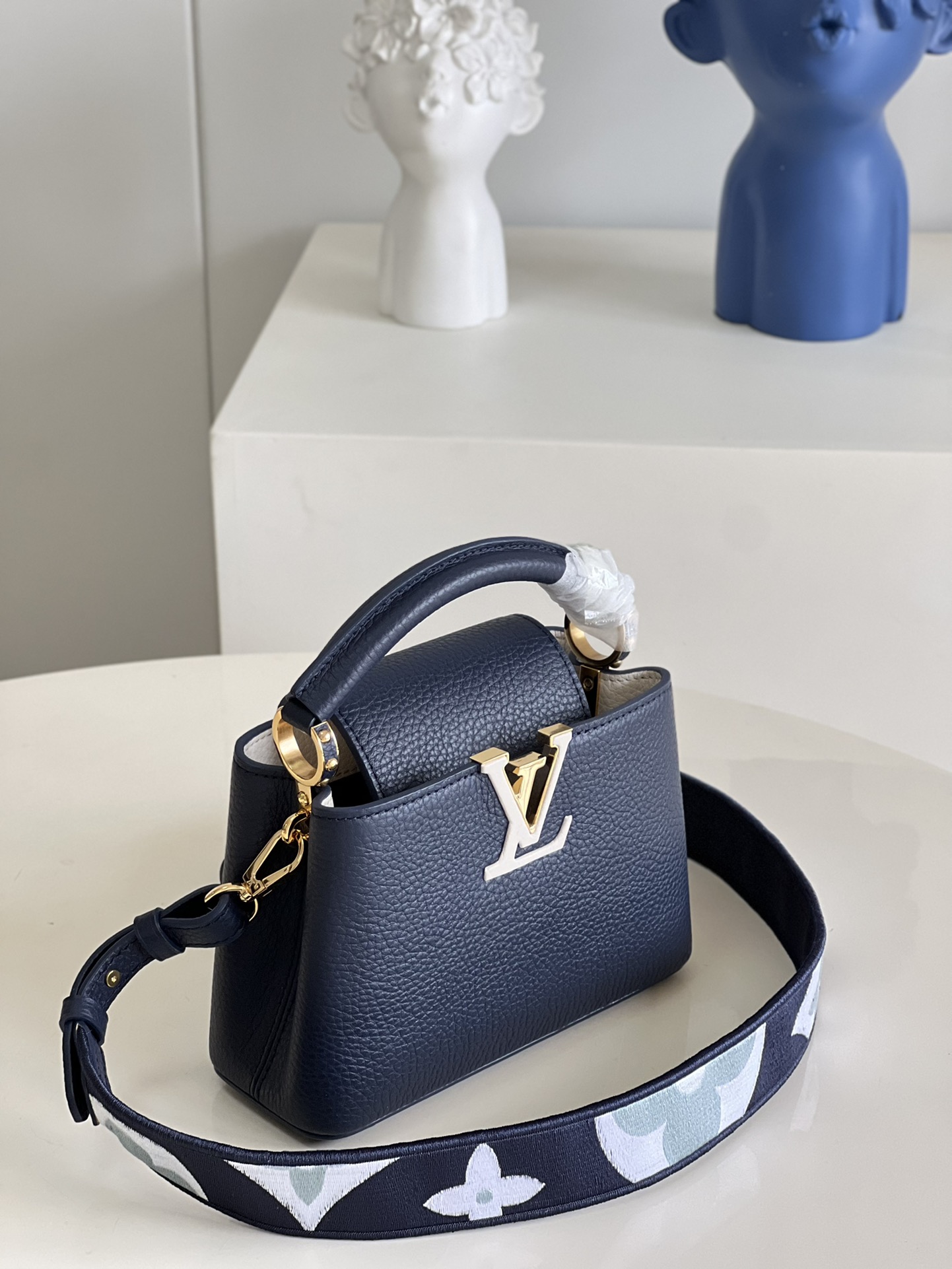 Louis Vuitton Capucines Mini Handbag Taurillon Leather Blue M59438