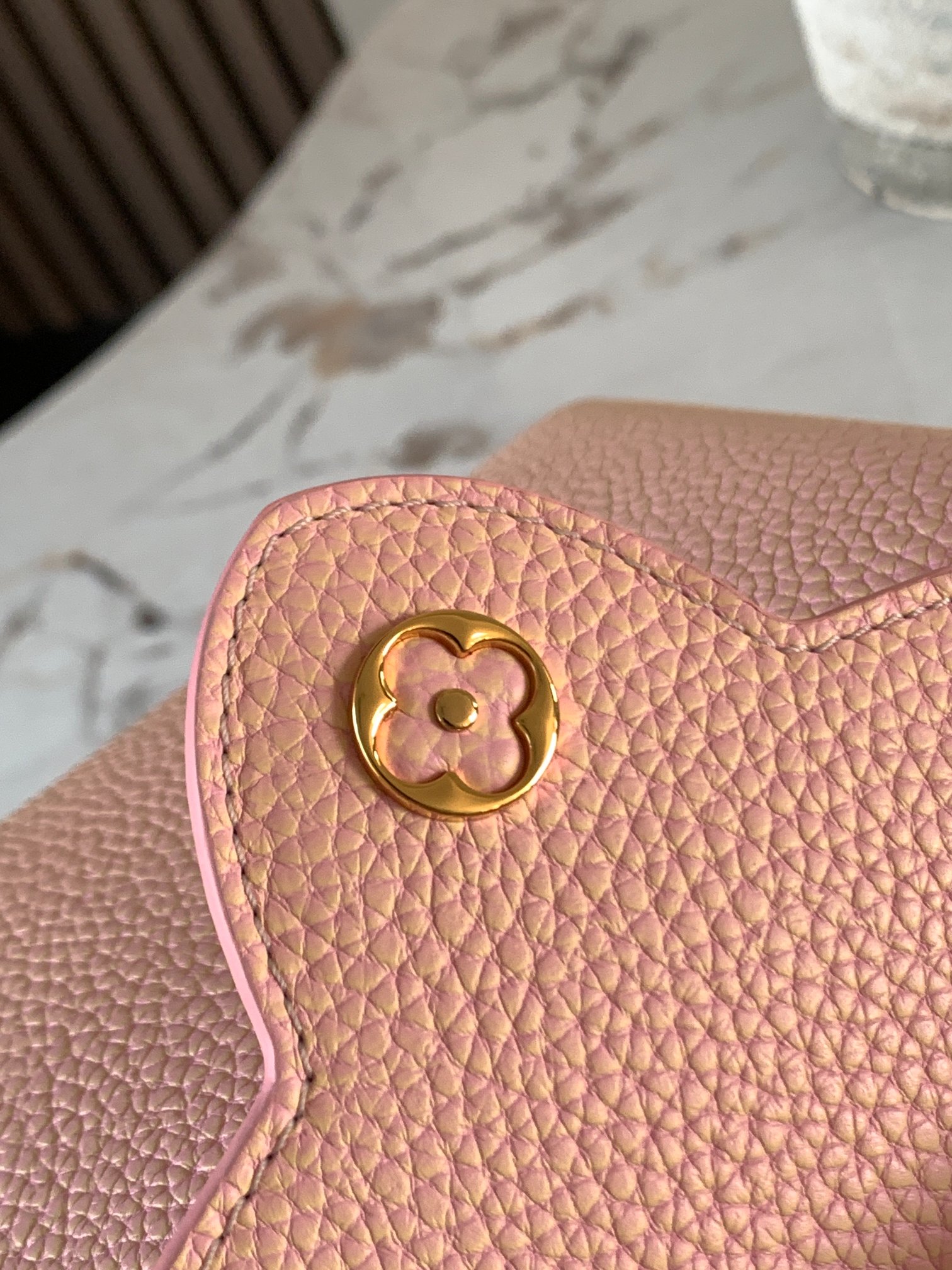 Louis Vuitton Capucines Mini Taurillon Leather Seashell LV Initials and Exquisitely Braided Leather Chain Pink M59850
