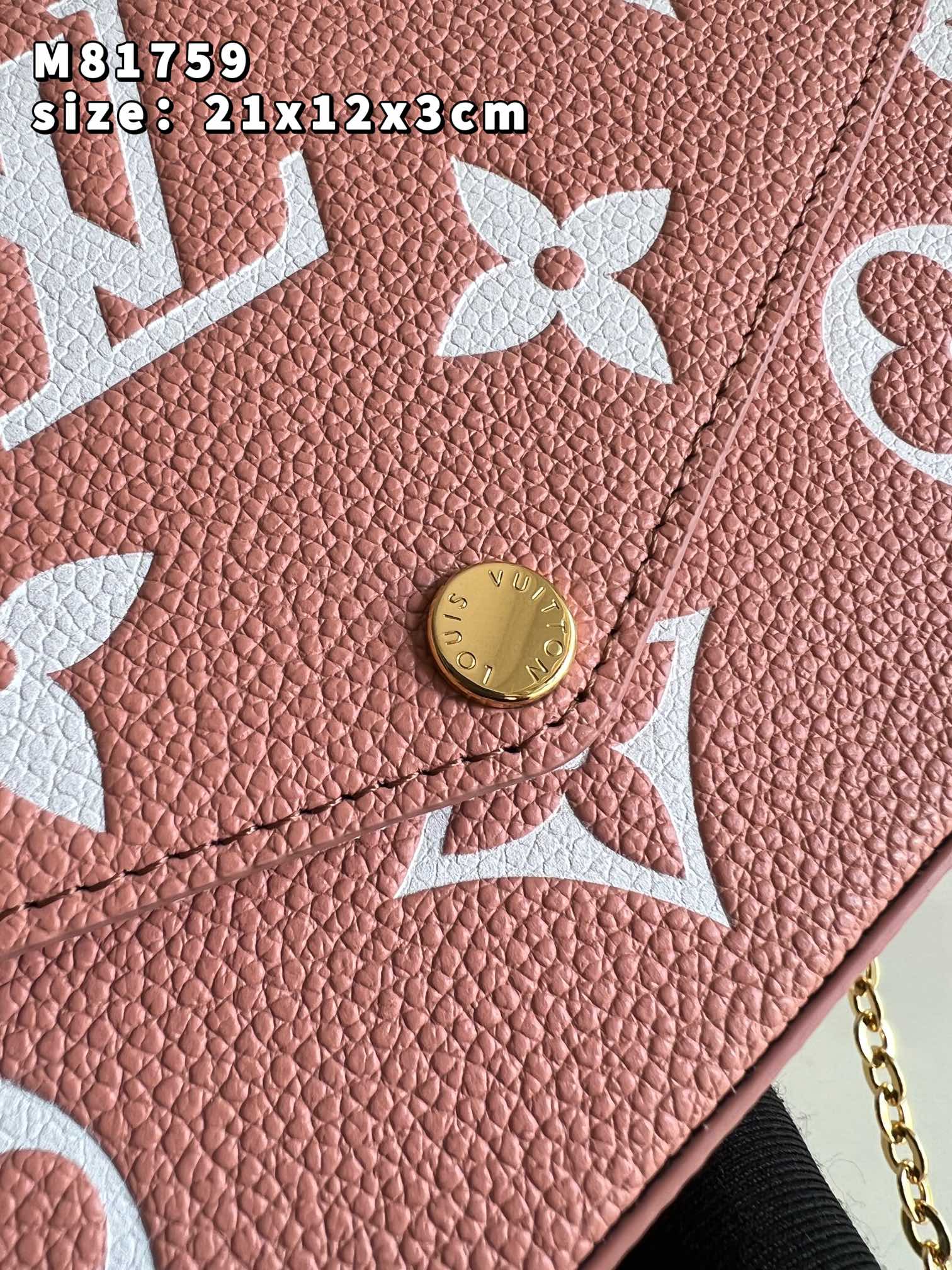 Louis Vuitton Felicie Pochette Monogram Empreinte Embossed Supple Grained Cowhide Leather Pink M81759