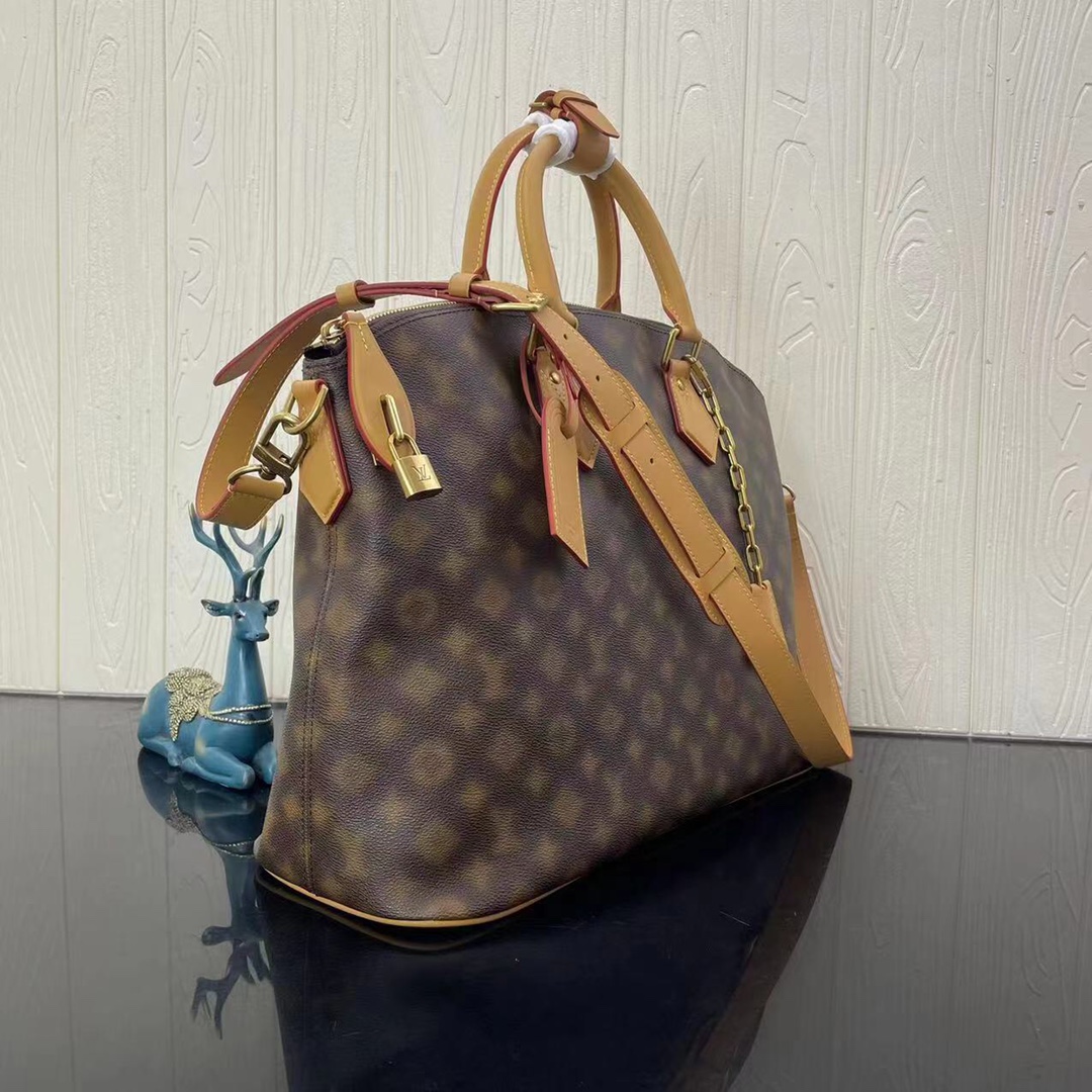 Louis Vuitton Lock It Blurry Monogram Coated Canvas Cowhide-Leather Trim M46240 