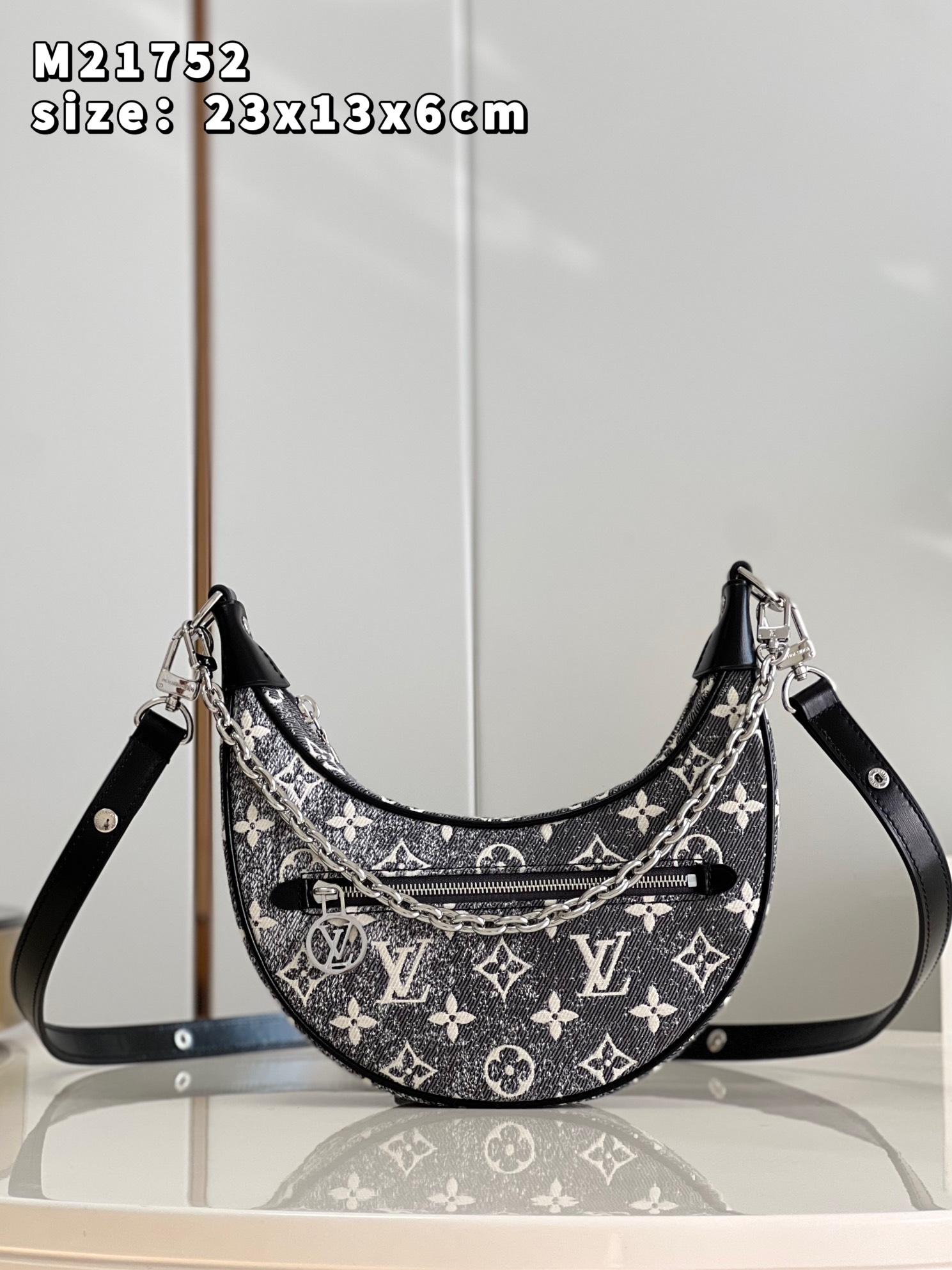 Louis Vuitton Loop PM Bag Denim Textile Jacquard Gray M21752
