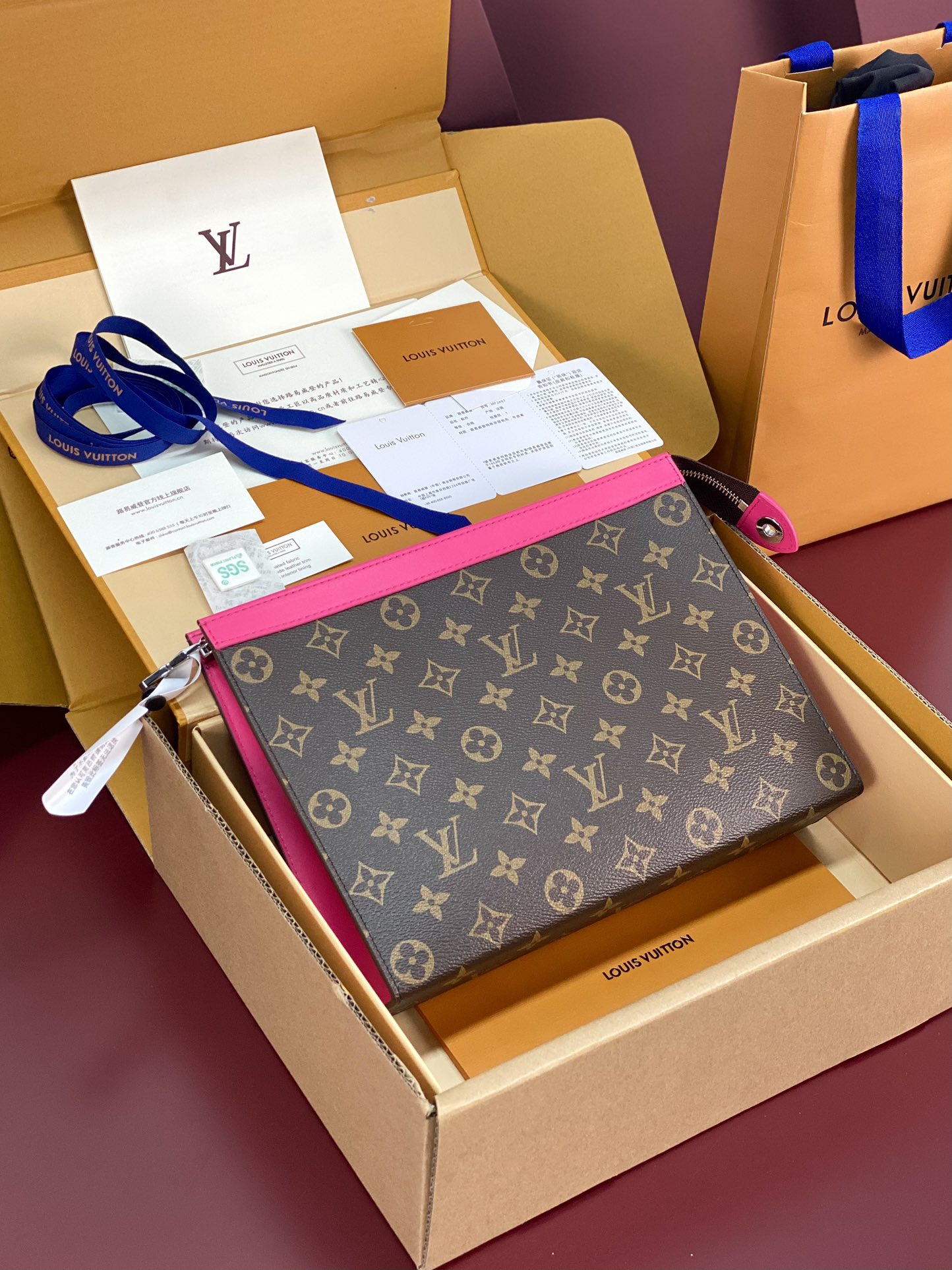 Louis Vuitton M12820 Pochette Voyage MM Monogram Macassar coated canva Pink