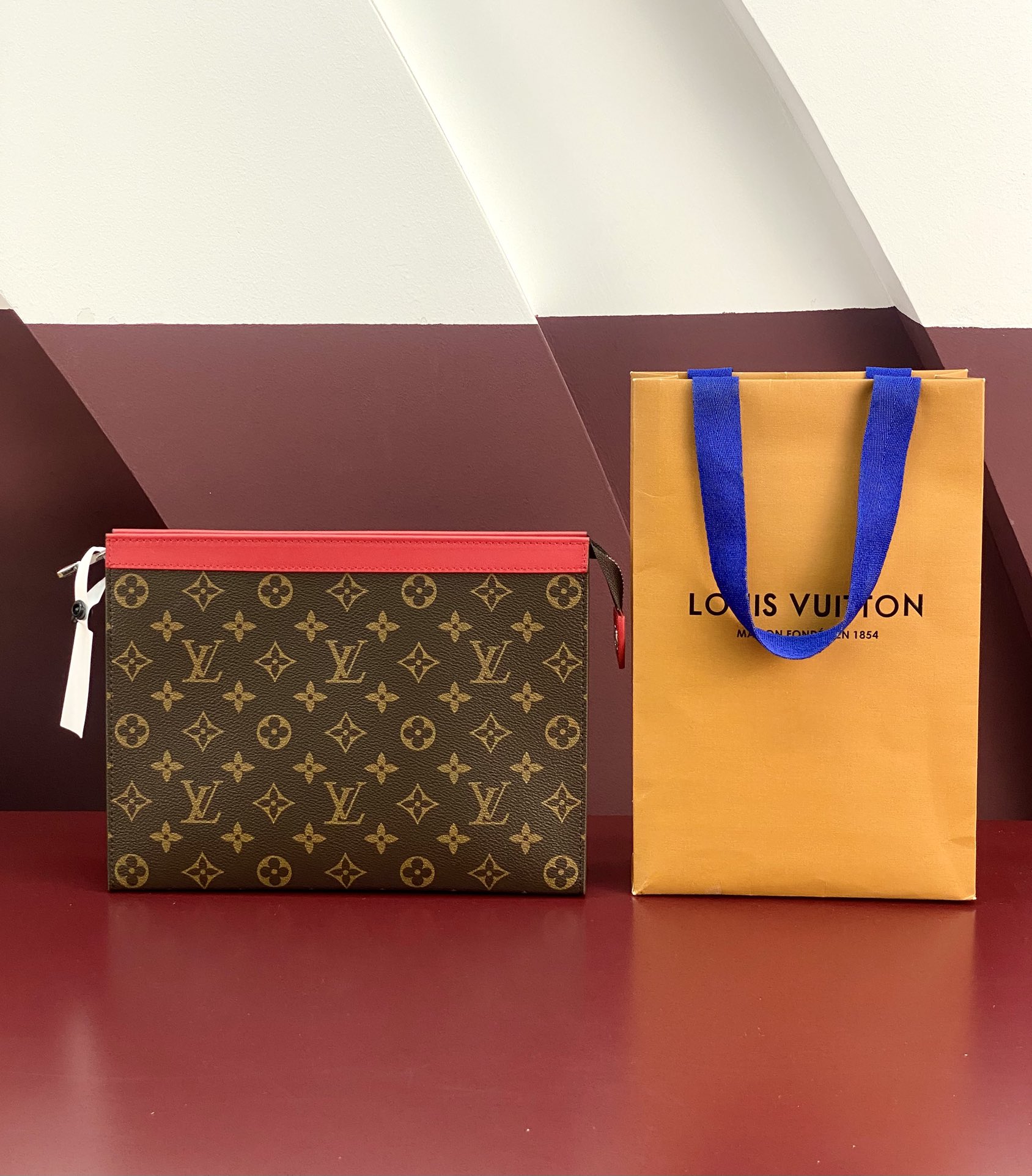 Louis Vuitton M12820 Pochette Voyage MM Monogram Macassar coated canva Red