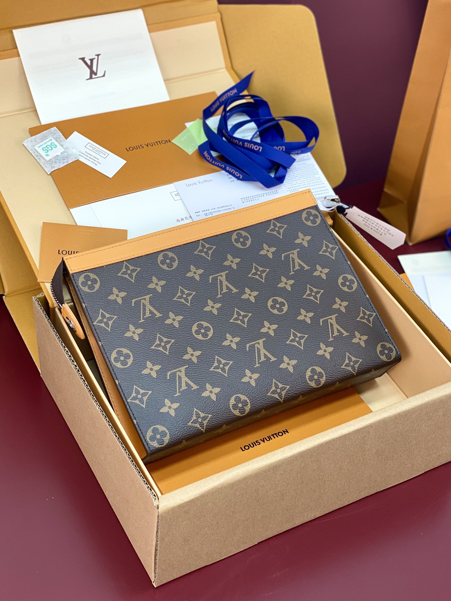 Louis Vuitton M12820 Pochette Voyage MM Monogram Macassar coated canva Yellow