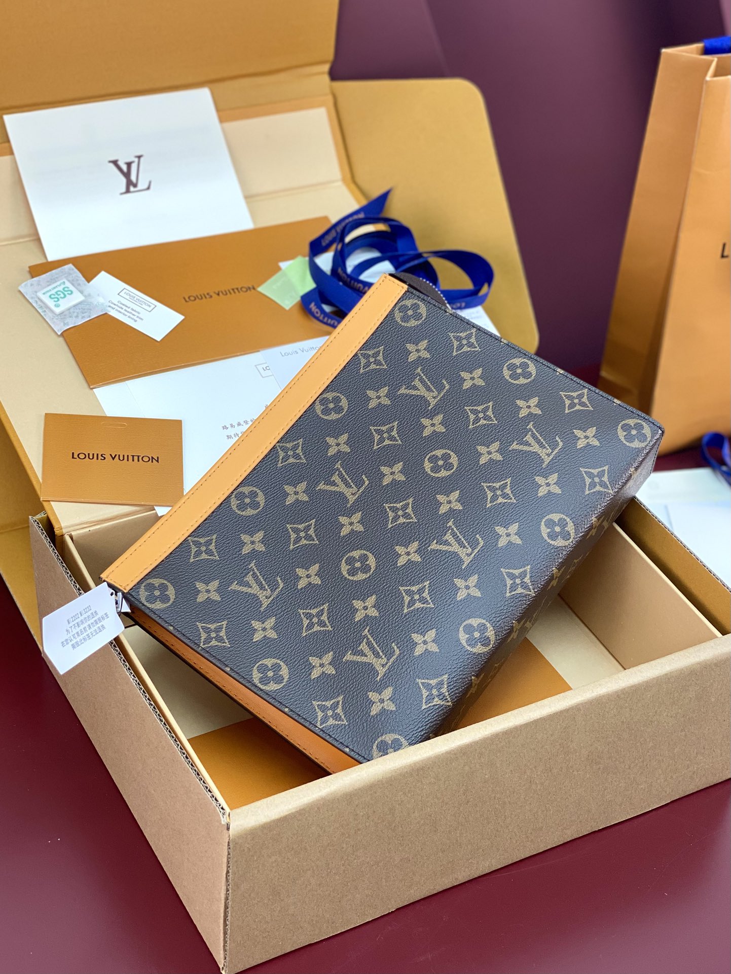 Louis Vuitton M12820 Pochette Voyage MM Monogram Macassar coated canva Yellow