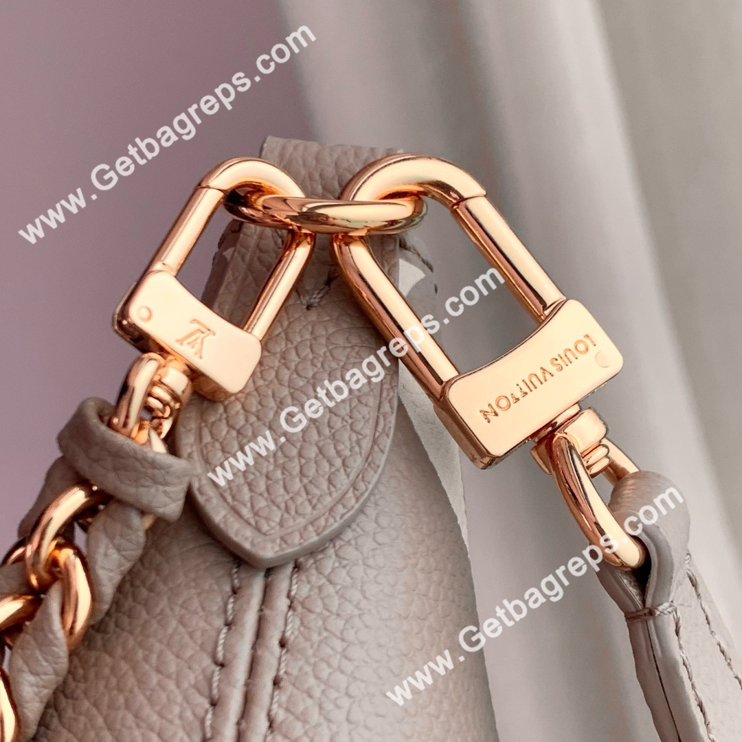Louis Vuitton M13224 Boulogne PM Embossed Grained Cowhide Leather Dove Gray and Cream