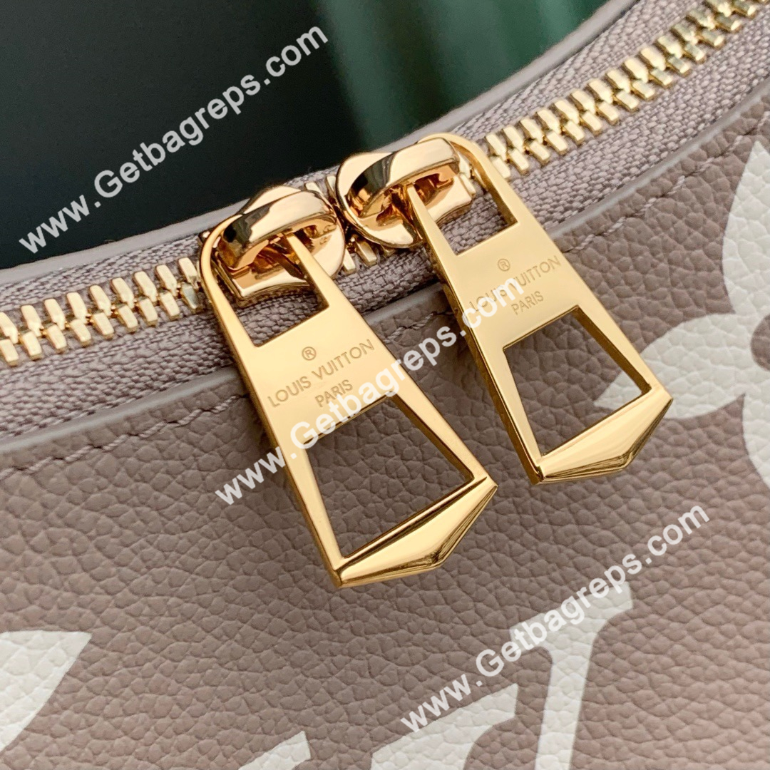 Louis Vuitton M13224 Boulogne PM Embossed Grained Cowhide Leather Dove Gray and Cream