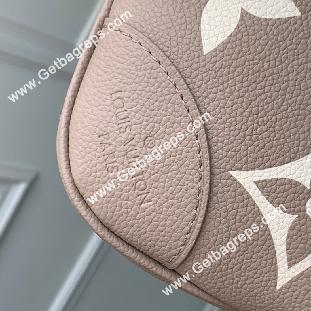Louis Vuitton M13224 Boulogne PM Embossed Grained Cowhide Leather Dove Gray and Cream