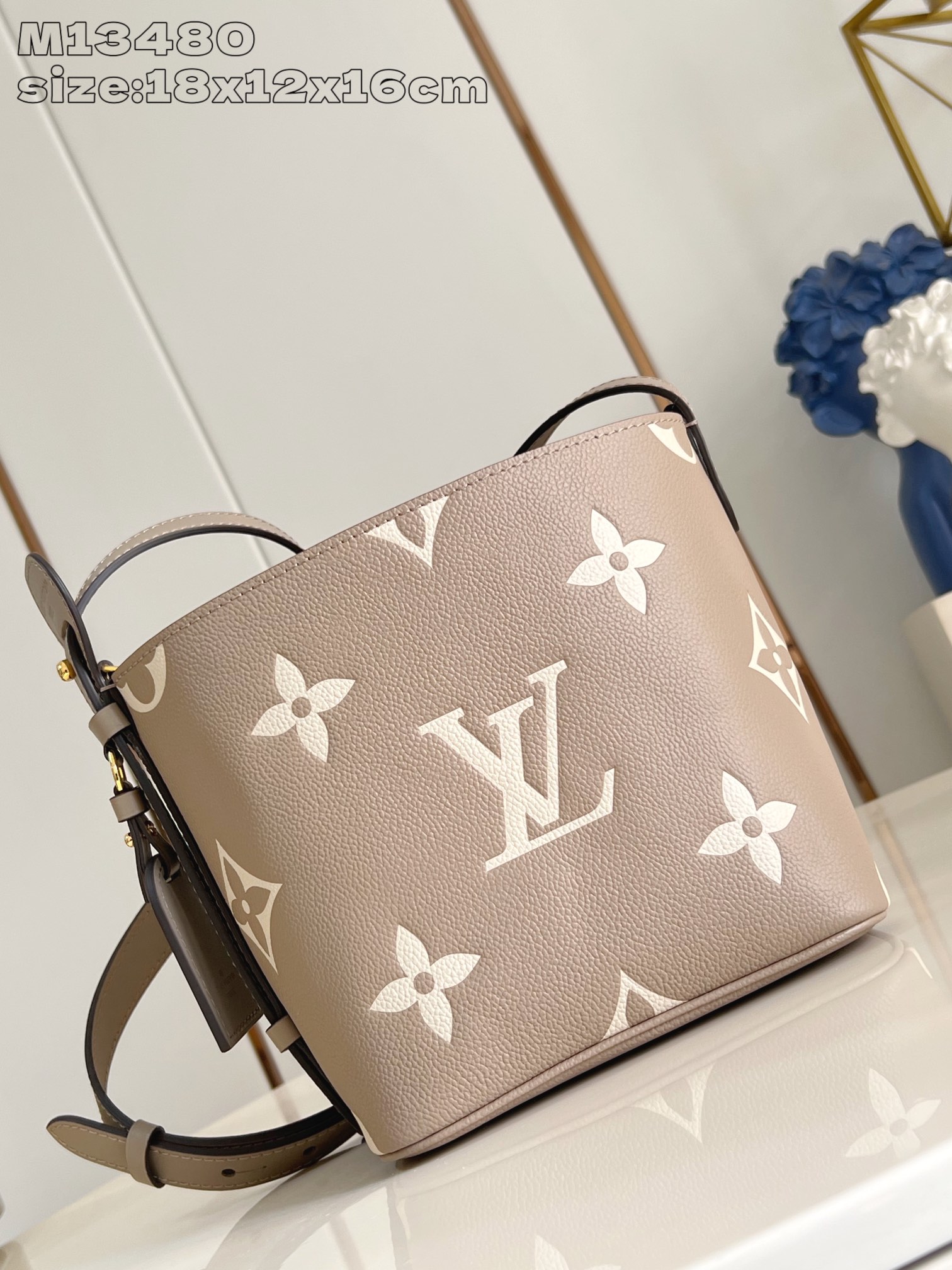 Louis Vuitton M13480 All In BB Embossed Grained Cowhide Leather Beige