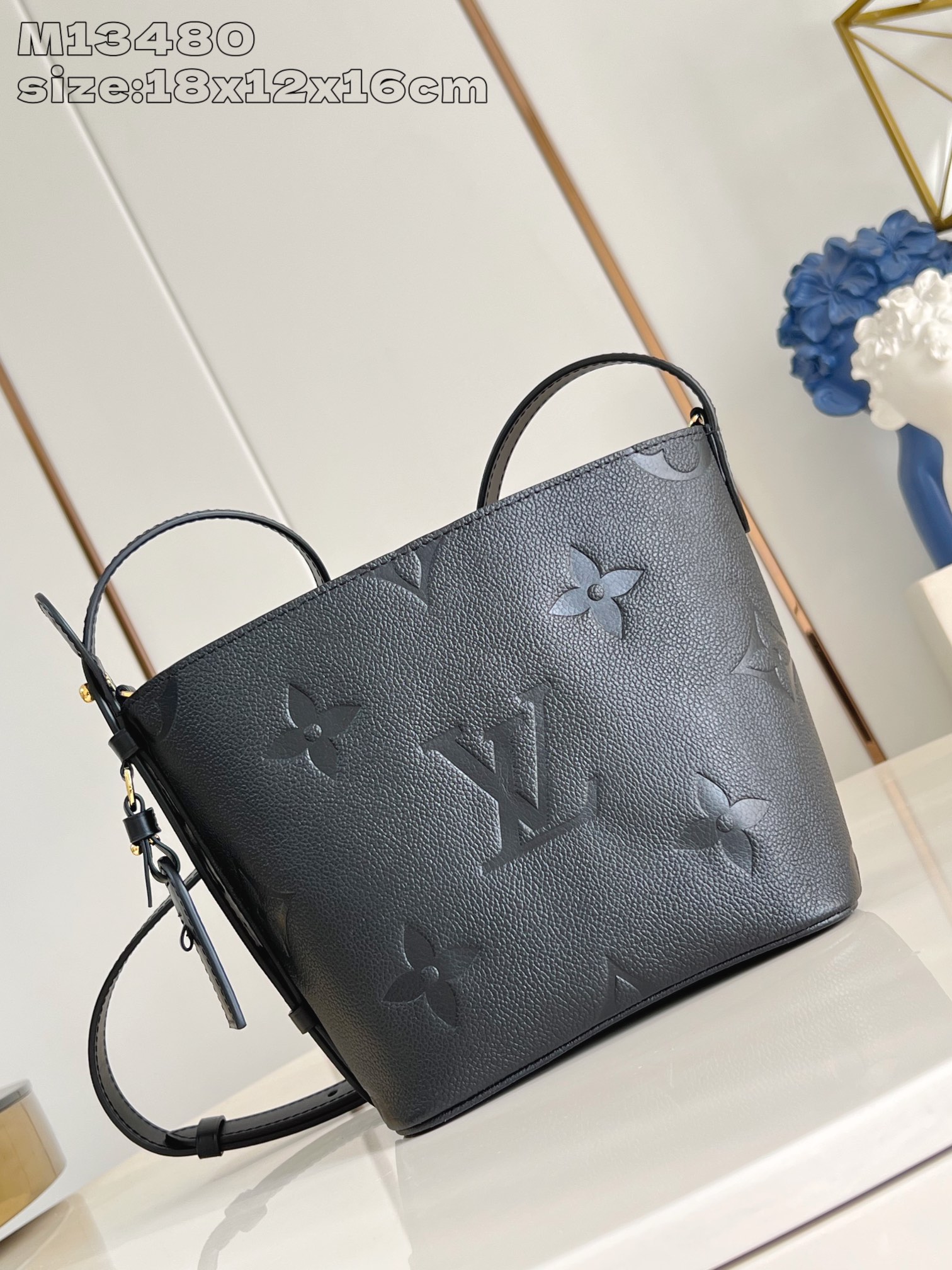 Louis Vuitton M13480 All In BB Embossed Grained Cowhide Leather Black