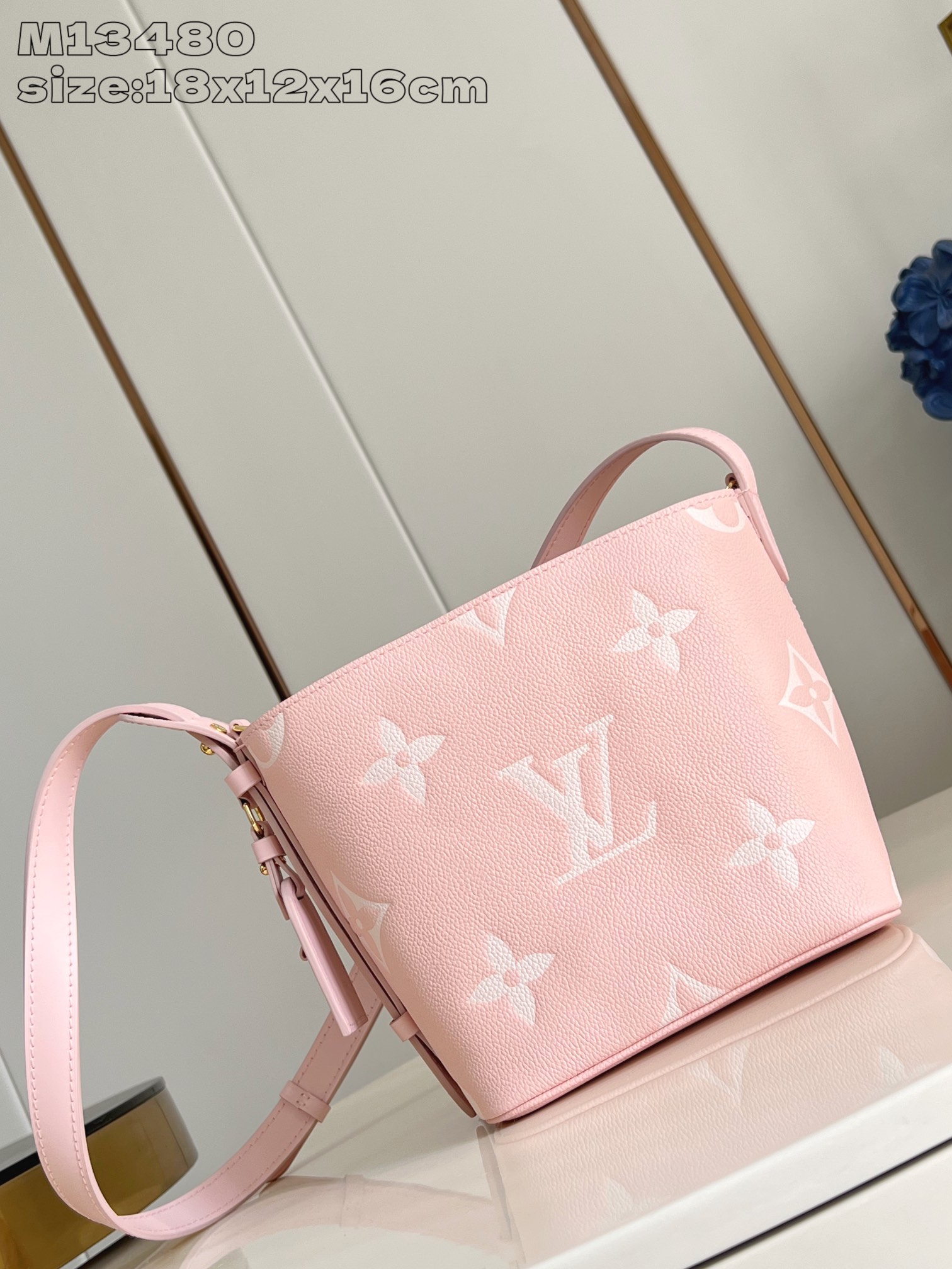 Louis Vuitton M13480 All In BB Embossed Grained Cowhide Leather Pink