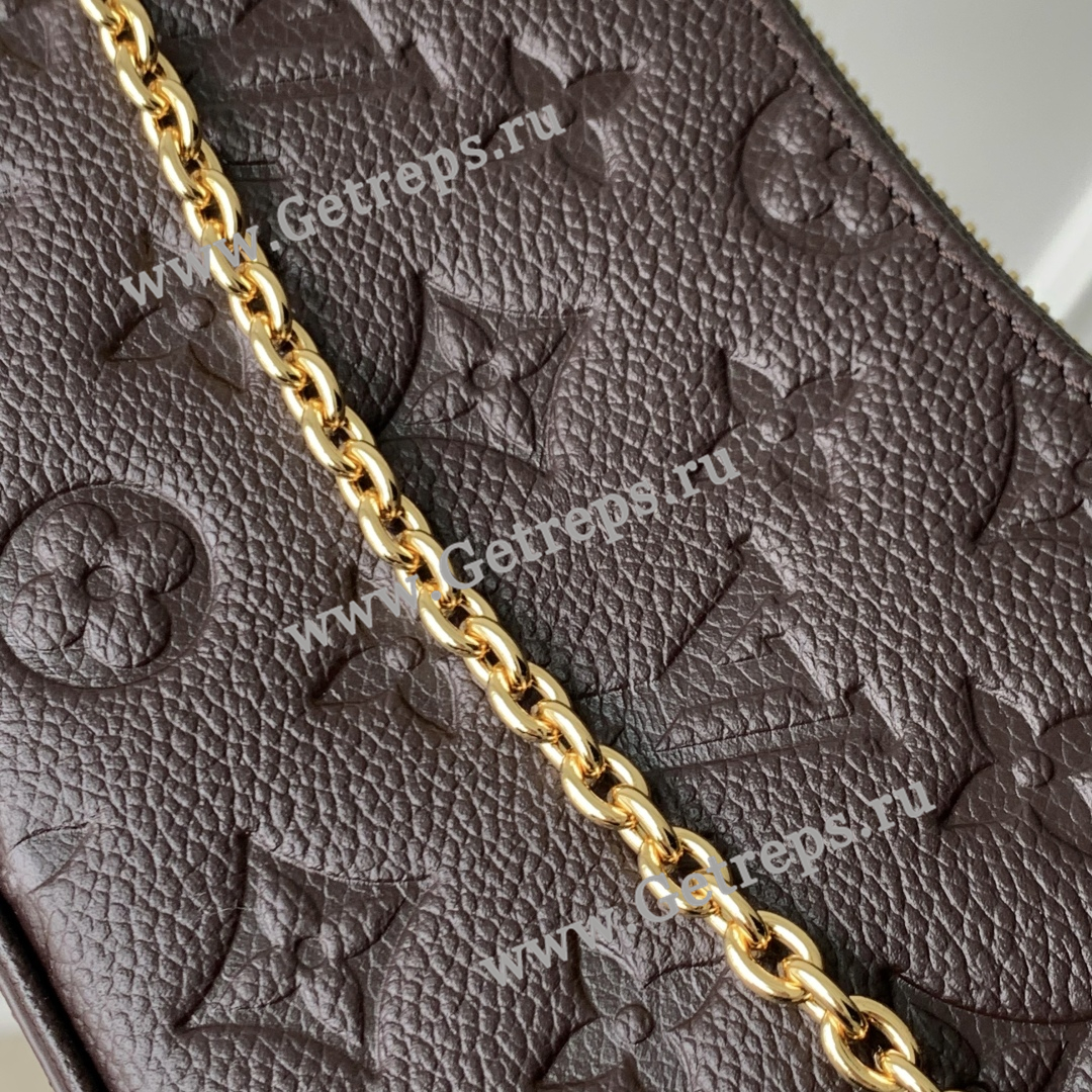 Louis Vuitton M13614 Easy Pouch Embossed Grained Cowhide Leather Brown