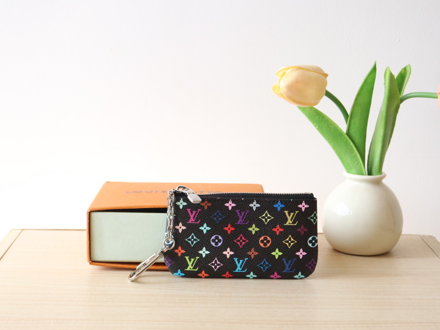 Louis Vuitton M13664 LV x TM Key Pouch Multicolored Black