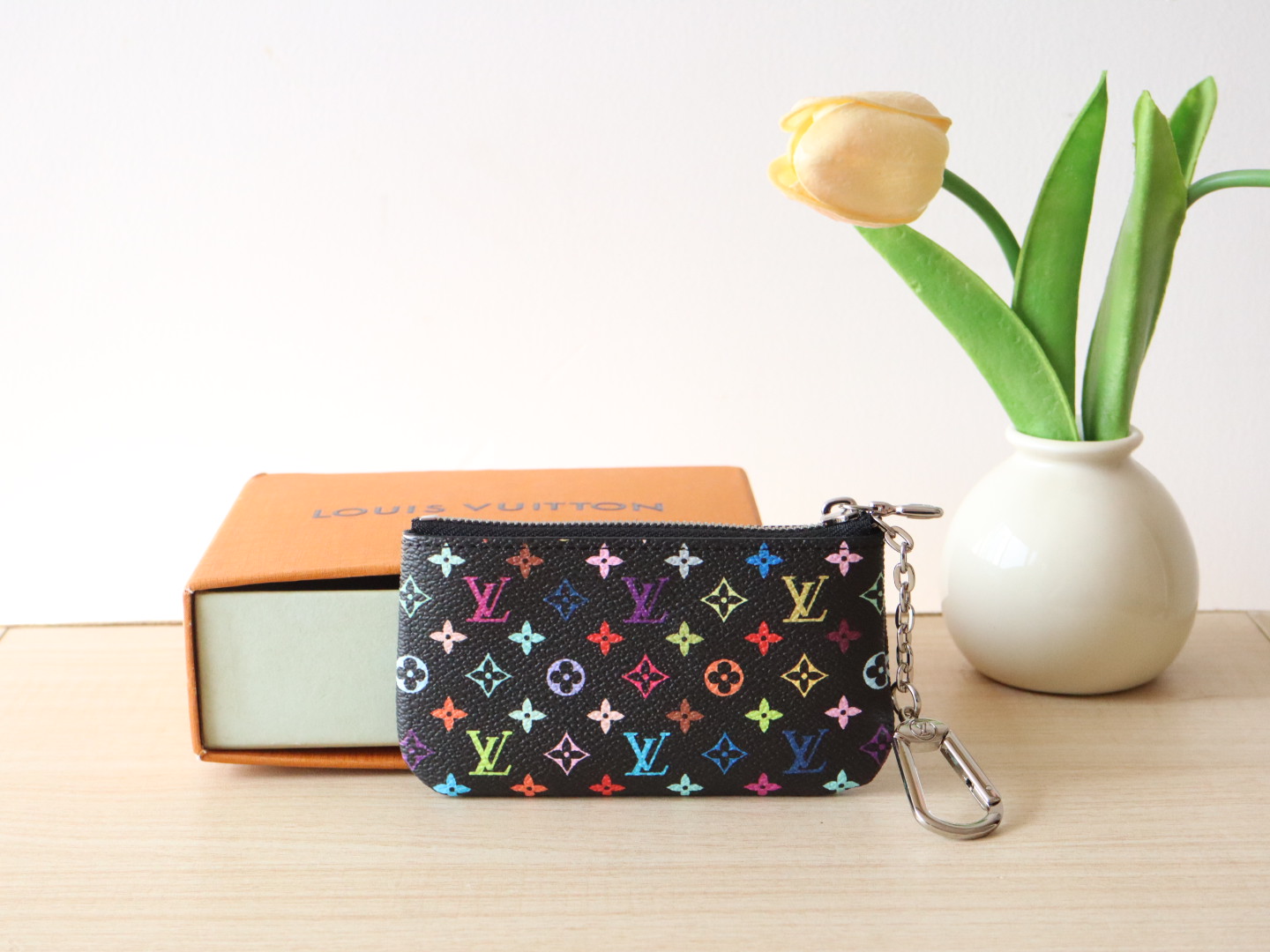 Louis Vuitton M13664 LV x TM Key Pouch Multicolored Black