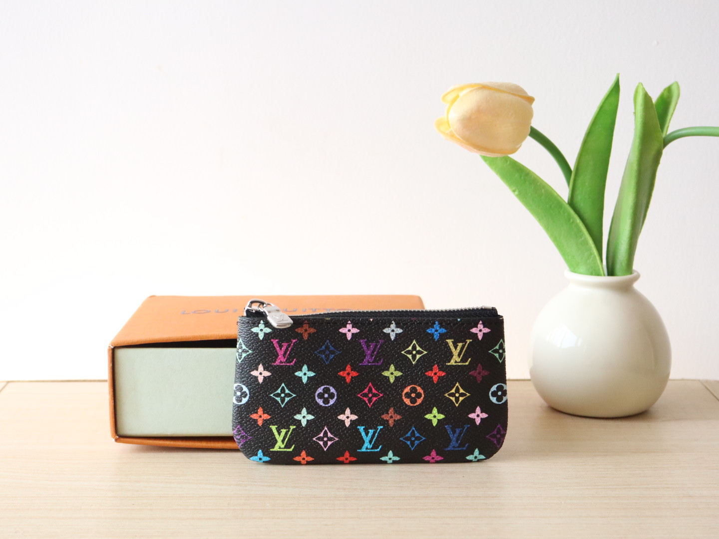 Louis Vuitton M13664 LV x TM Key Pouch Multicolored Black