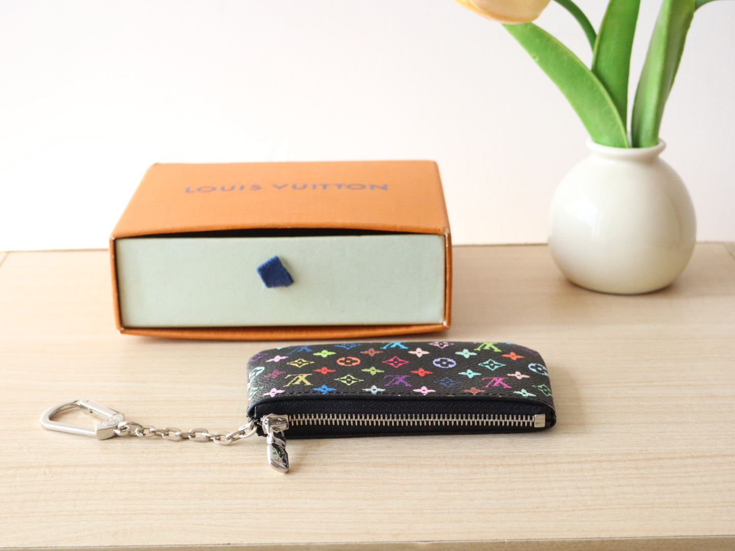 Louis Vuitton M13664 LV x TM Key Pouch Multicolored Black