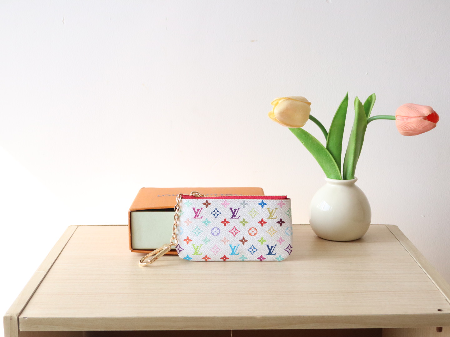 Louis Vuitton M13664 LV x TM Key Pouch Multicolored White