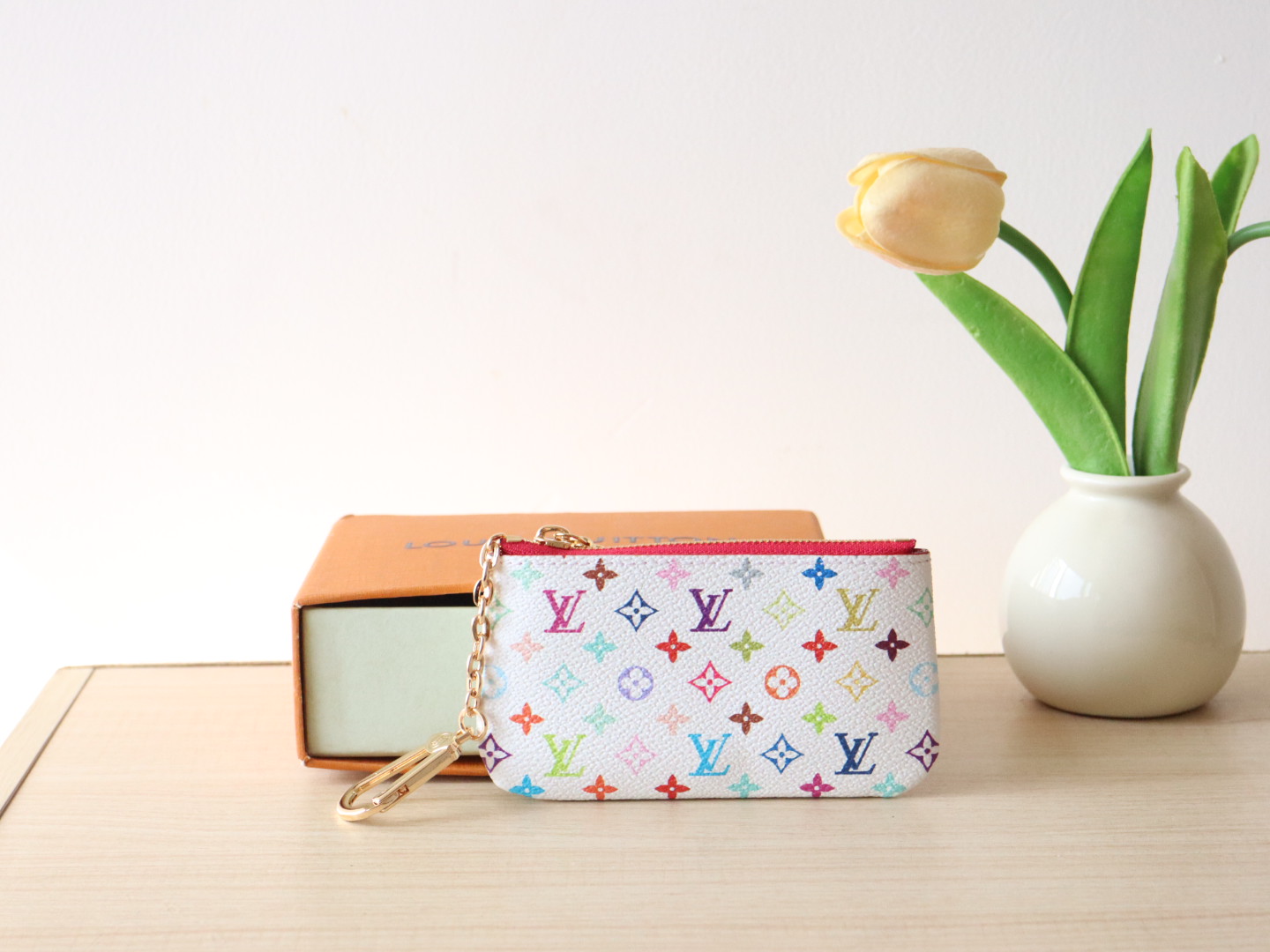 Louis Vuitton M13664 LV x TM Key Pouch Multicolored White